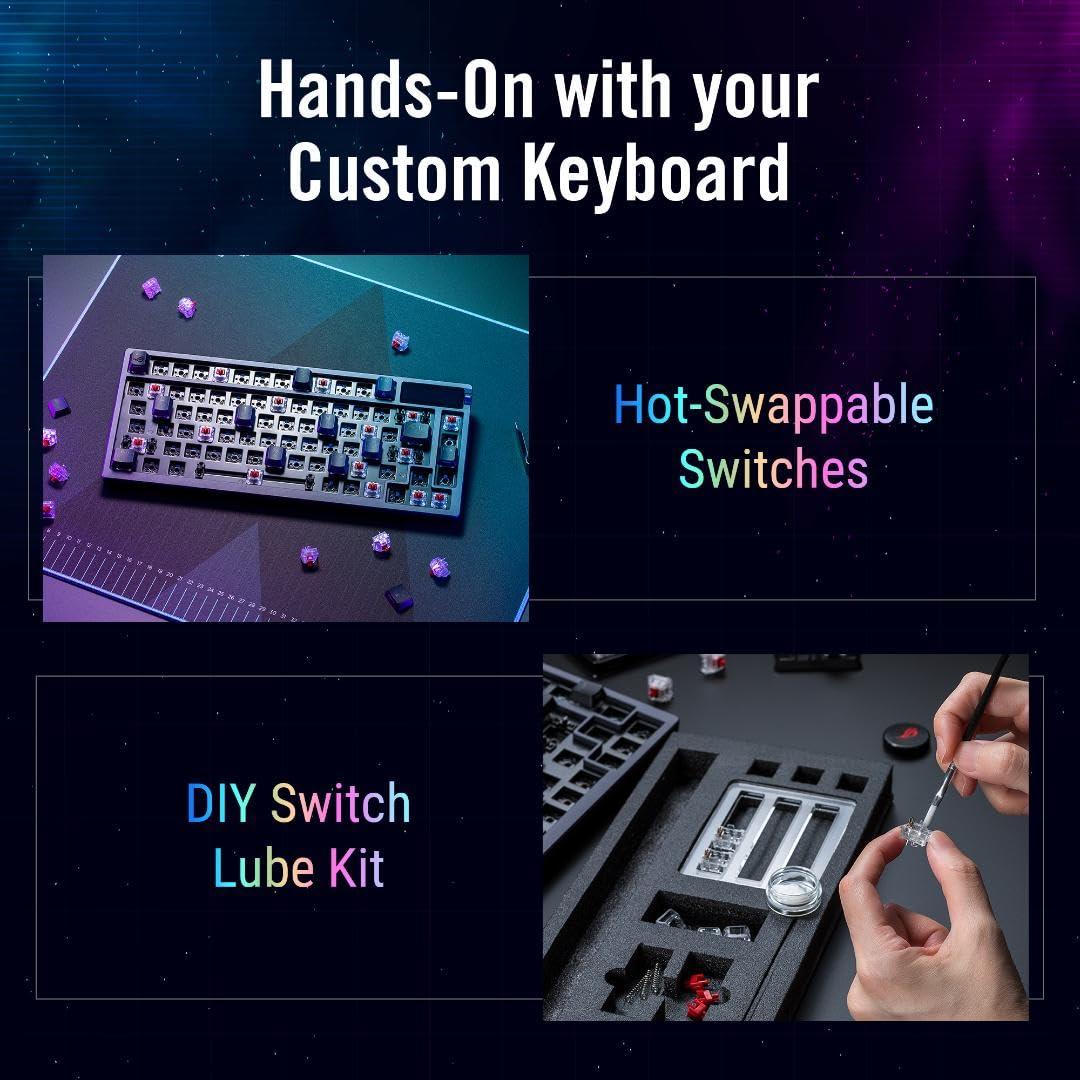 ASUS ROG Azoth 75 Wireless DIY Custom Gaming Keyboard, OLED Display, Gasket-Mount, Three-Layer Dampening, Hot-Swappable Pre-lubed ROG NX Snow Switches & Keyboard Stabilizers, PBT Keycaps, RGB - Image 7