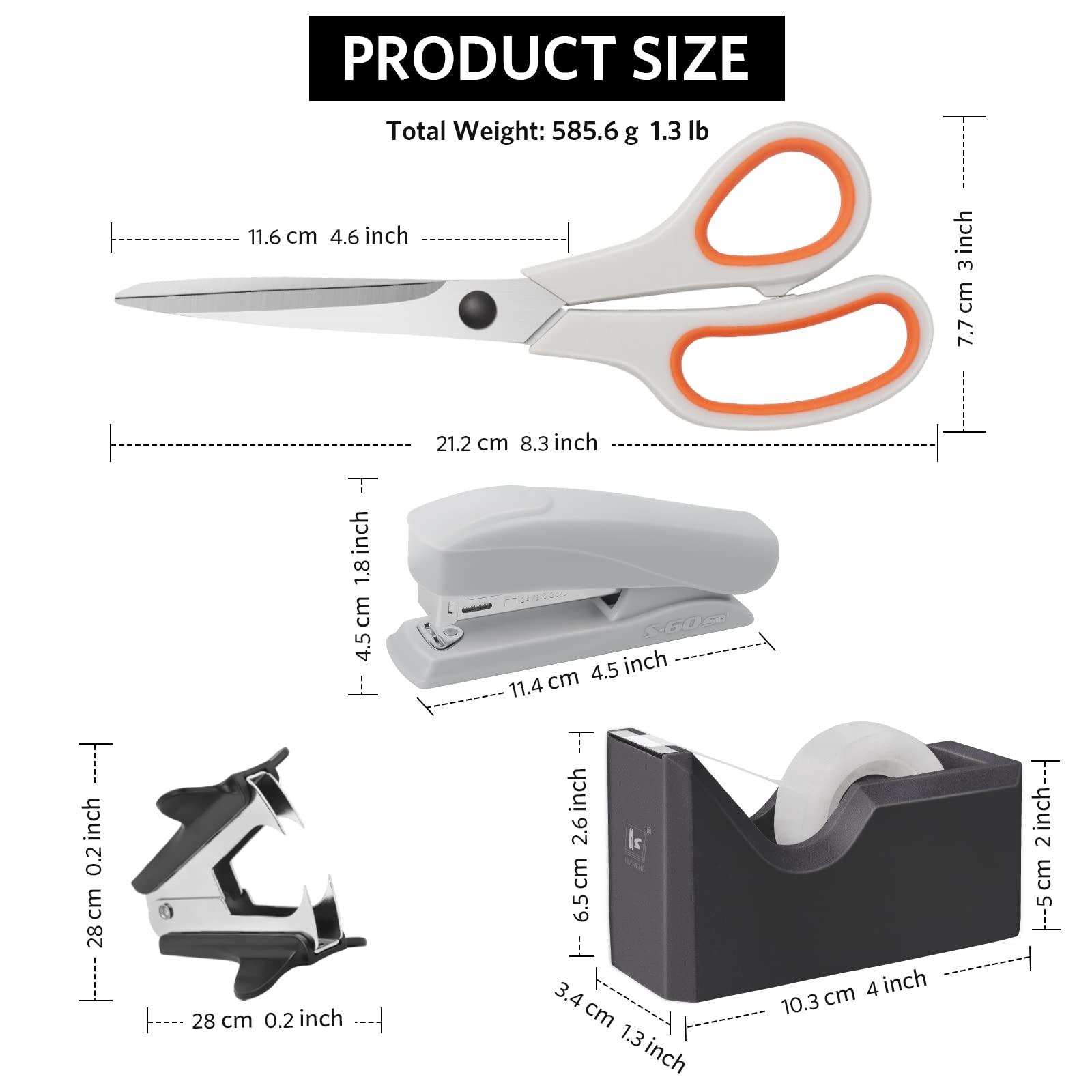 Asdirne Office Supplies Kit, Desk Accessory Set, Including 2 Scissors, 1 Stapler,1000 Pieces 26/6 Staples, 1 Staple Remover, 1 Tape Dispenser and 1 Tape, Perfect Office Partners - Image 3