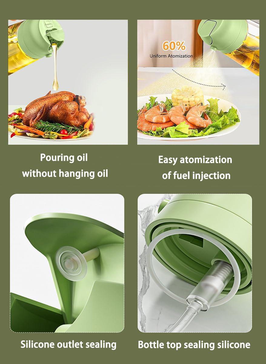 cakeyeye Oil Sprayer for Cooking, 2 in 1 Olive Oil Dispenser Bottle for Kitchen, 16oz/470ml Premium Glass Oil Spray Bottle, kitchen gadgets for Air Fryer, Baking, Frying, BBQ - Image 6