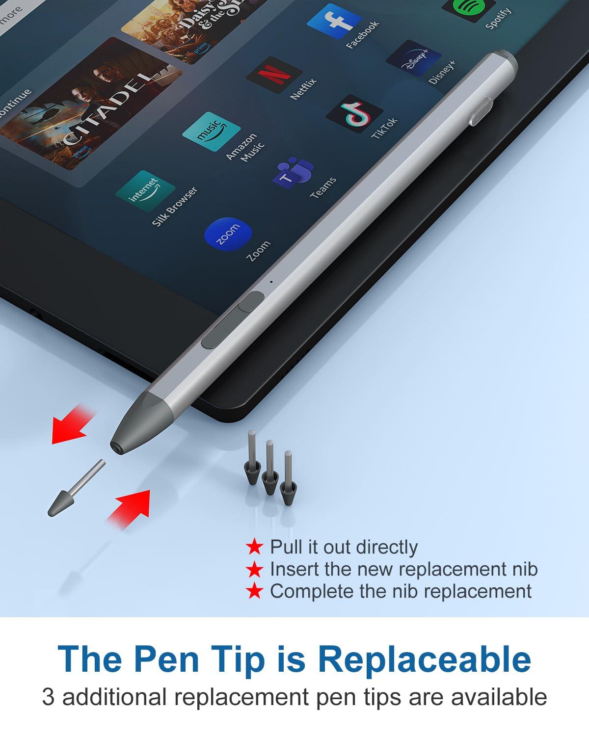 USI 2.0 Stylus Pen - for Amazon Fire Max 11, Lenovo Chromebook Duet, Acer Chromebook Spin314, Google Pixel Tablet Stylus, 4096 Pressure Magnetic Kindle Fire Max 11 Pen Spare Tips Included USI Stylus - Image 5