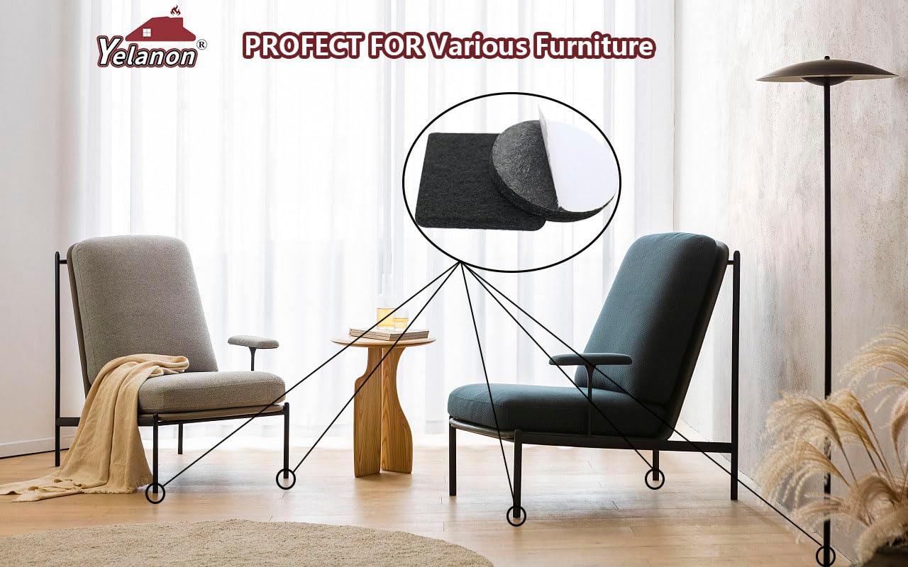 Yelanon Felt Furniture Pads -182 Pcs Premium Felt Pads for Chair Legs Furniture, Floor Protectors for Hardwood Floors, Black - Image 7