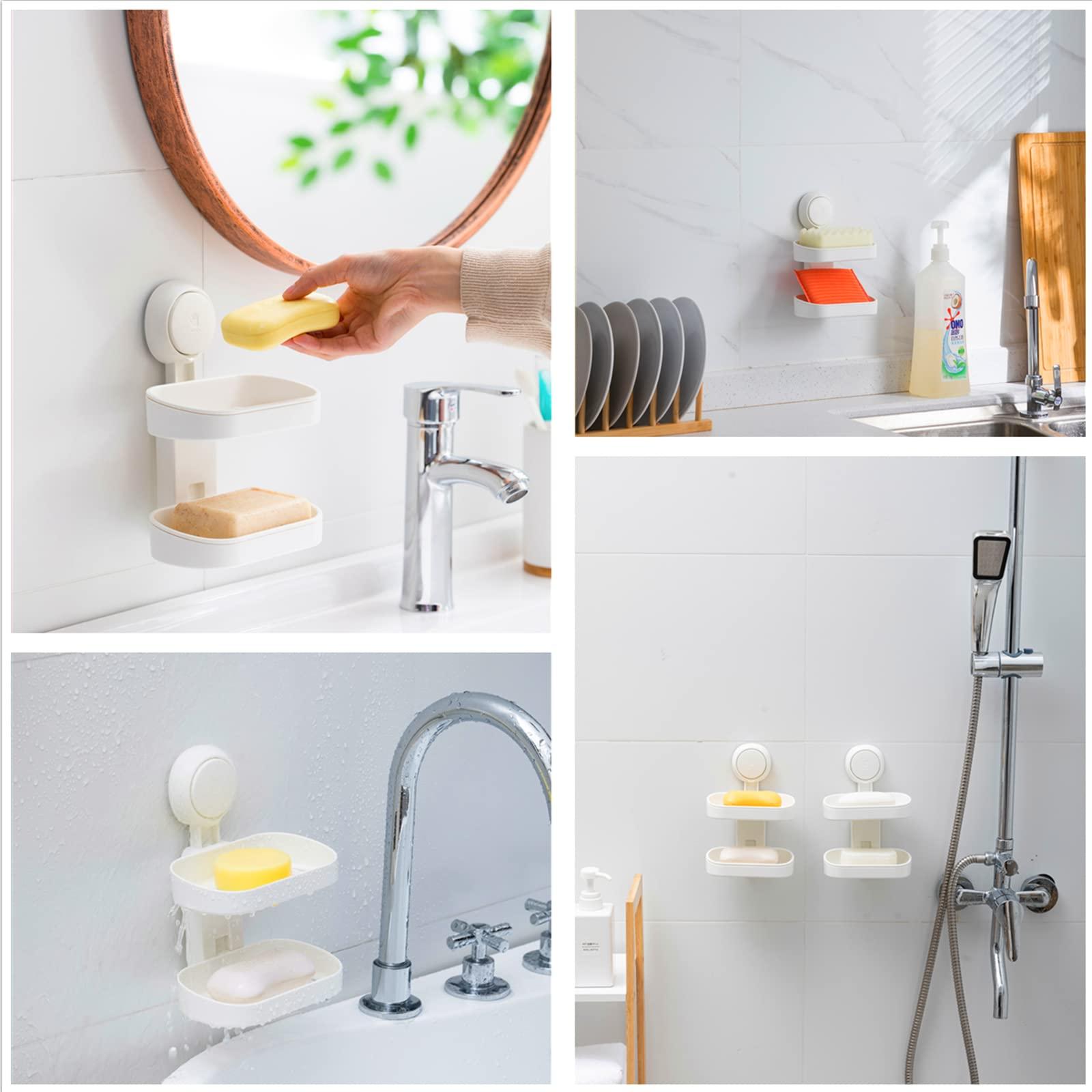 TAILI Suction Cup Soap Holder 3 Pack, Vacuum Suction Soap Dish,Plastic Bar Soap Holder for Shower Wall Mounted Drill-Free,Soap Holder for Shower,Bathroom,Tub and Kitchen Sink,Removable,White - Image 6