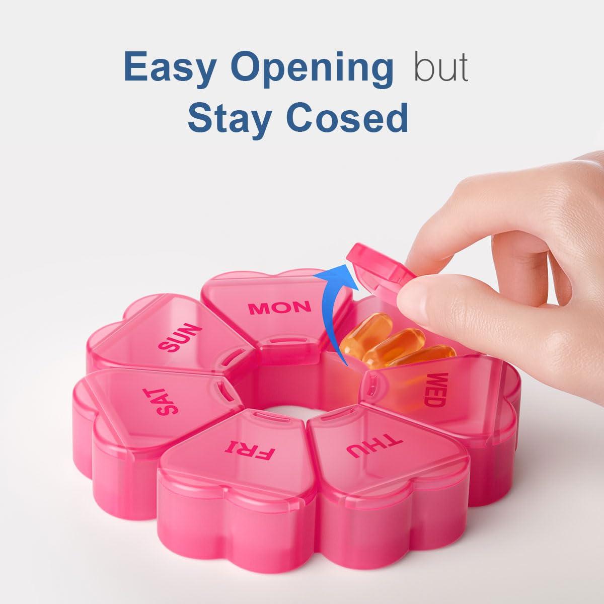 Large Weekly Pill Organizer, Pill Box 7 Day, KAPENS Daily Vitamin Case Large Capacity Compartments, Pill Containers for Fish Oil Medicine Supplements, Red - Image 4