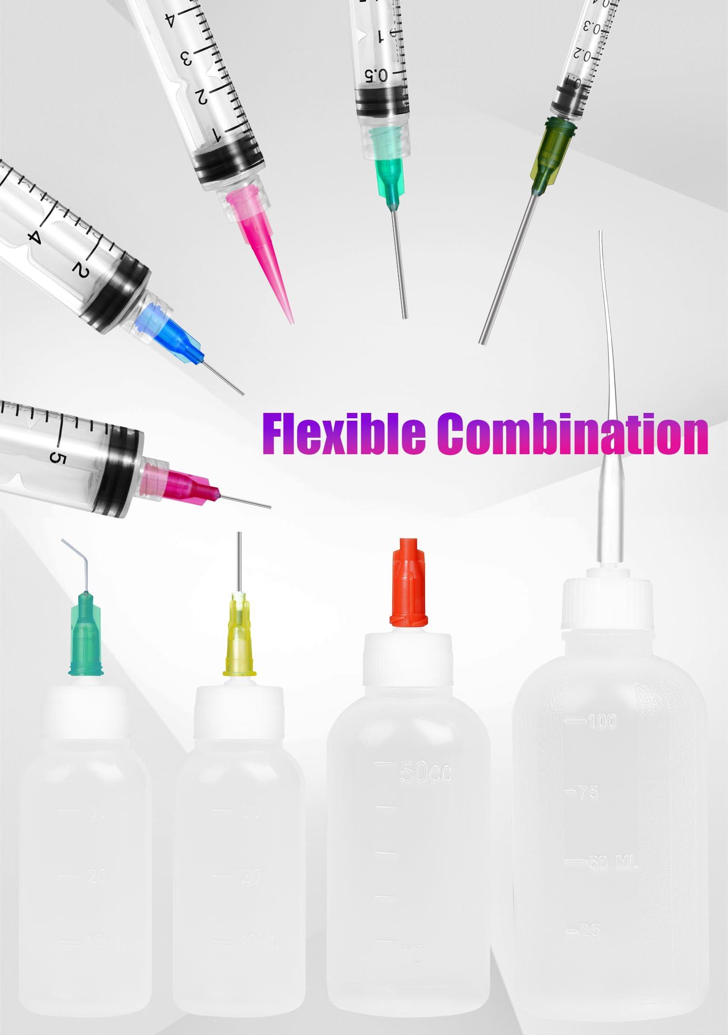 Glue Syringe Needle Tip Squeeze Bottles Set (1ml-50ml), 14G-22G Blunt Needle Tip with Caps, Precision Glue Applicator for Oil, Ink and Art Crafts - Image 2