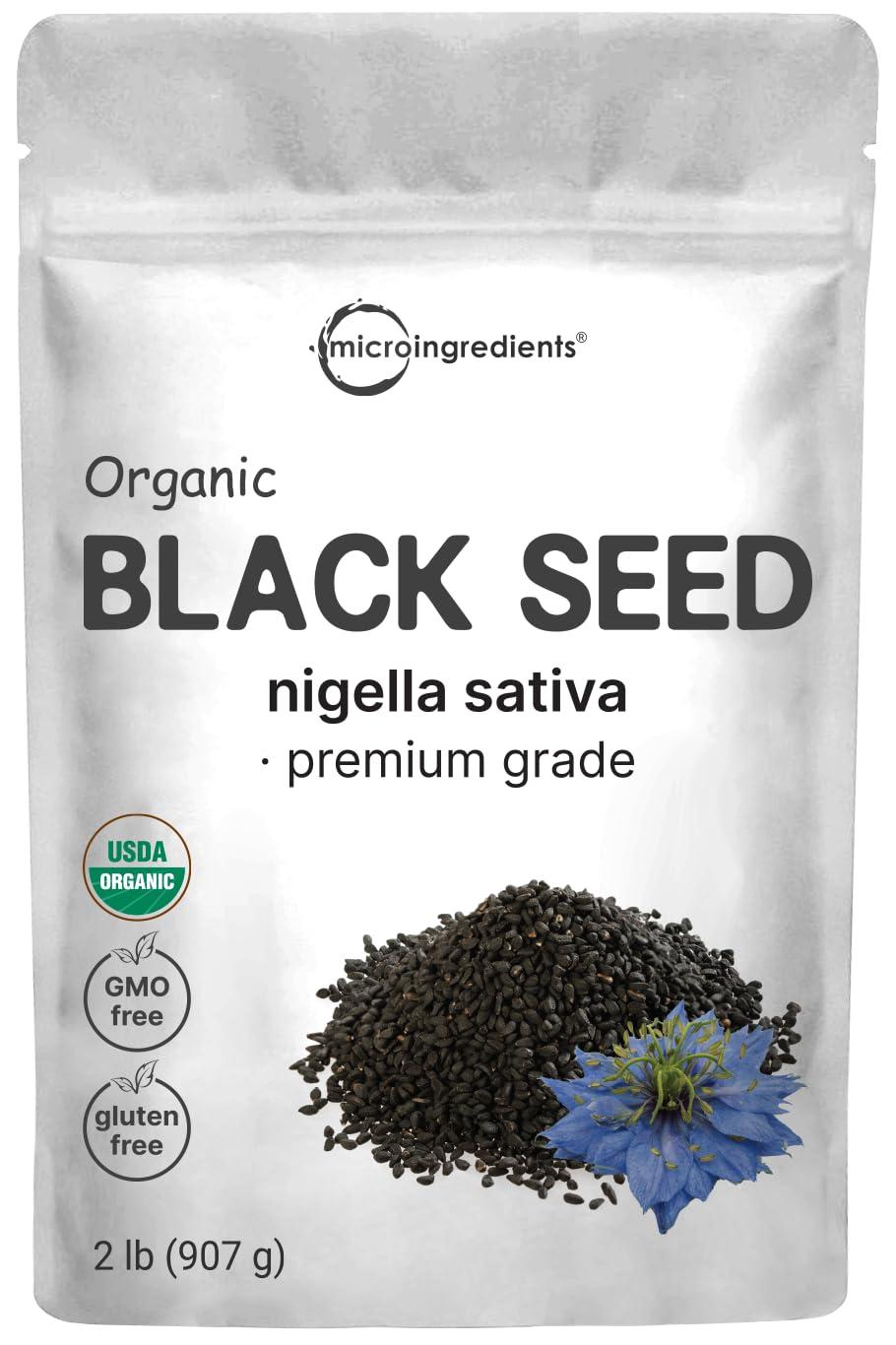 Organic Black Cumin Seed (Nigella Sativa), 2lbs | Premium Grade Whole Black Seed from Egypt | Great for Baking, Seasoning, and Cooking | Additive Free, Non-GMO, Bulk Supply