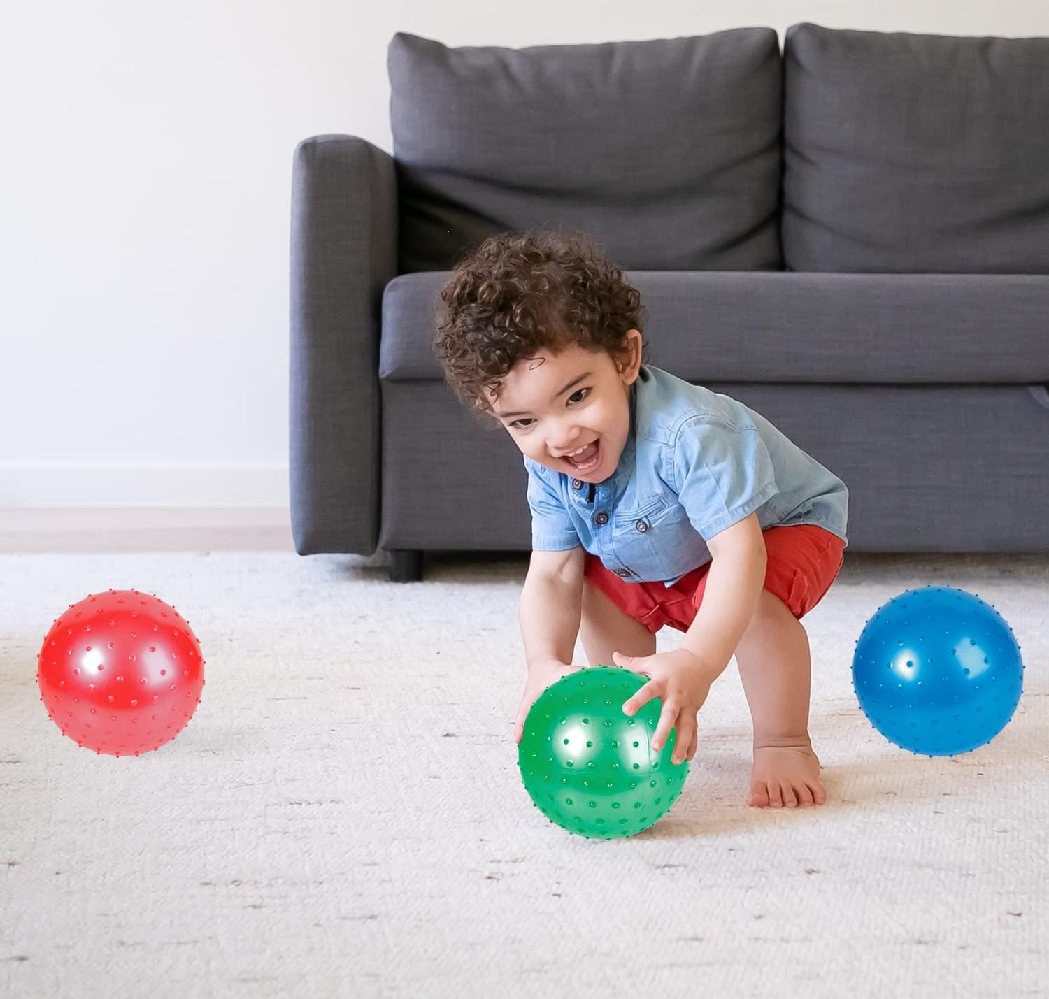 Bedwina Knobby Balls - (Pack of 6) Bulk 7 Inch Sensory Balls and Spiky Massage Stress Balls for Toddlers, with Pump, Fun Bouncy Toddler Balls for Kids Party Favors, Stocking Stuffers - Image 8