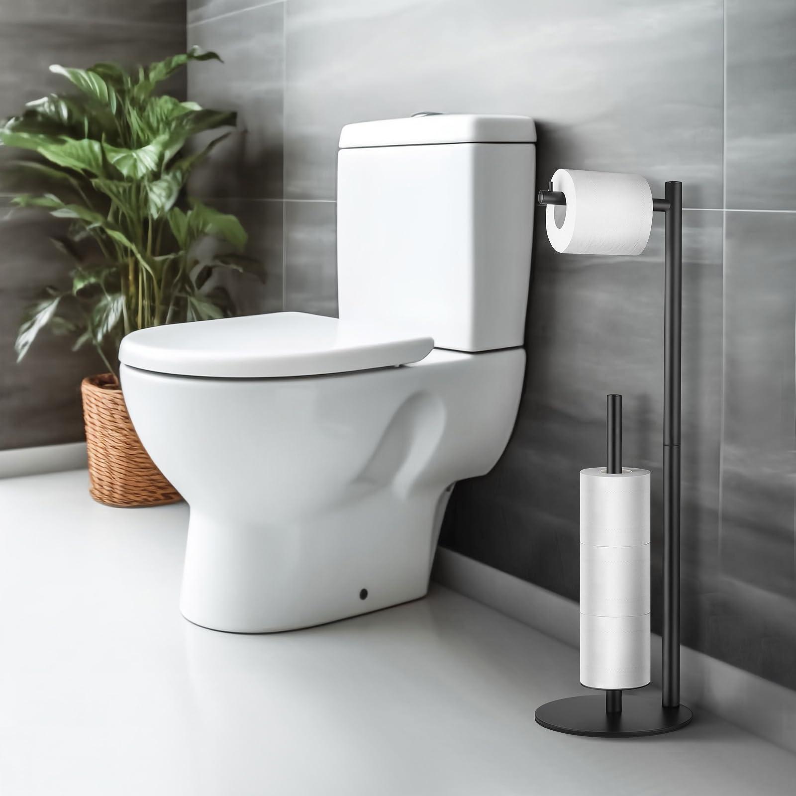 Toilet Paper Holder Stand, Toilet Paper Storage Standing, Standing Toilet Paper Stand, Standing Toilets Paper Holder with Storage, Bathroom ToiletPaper Roll Stand - Image 2