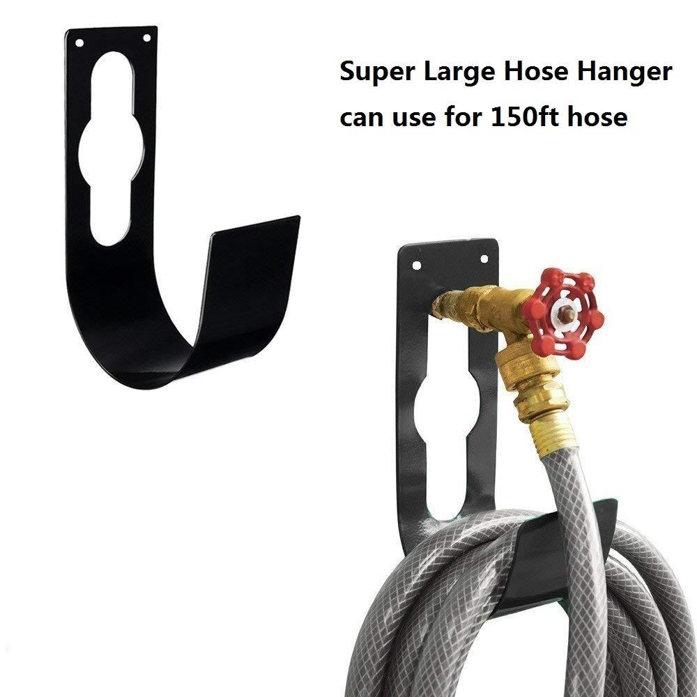 Ebliiny 2 Pack Garden Hose Hanger Wall Mount Heavy Duty Hose Holder Hook Use for 150foot Hose (Large, Black) - Image 4