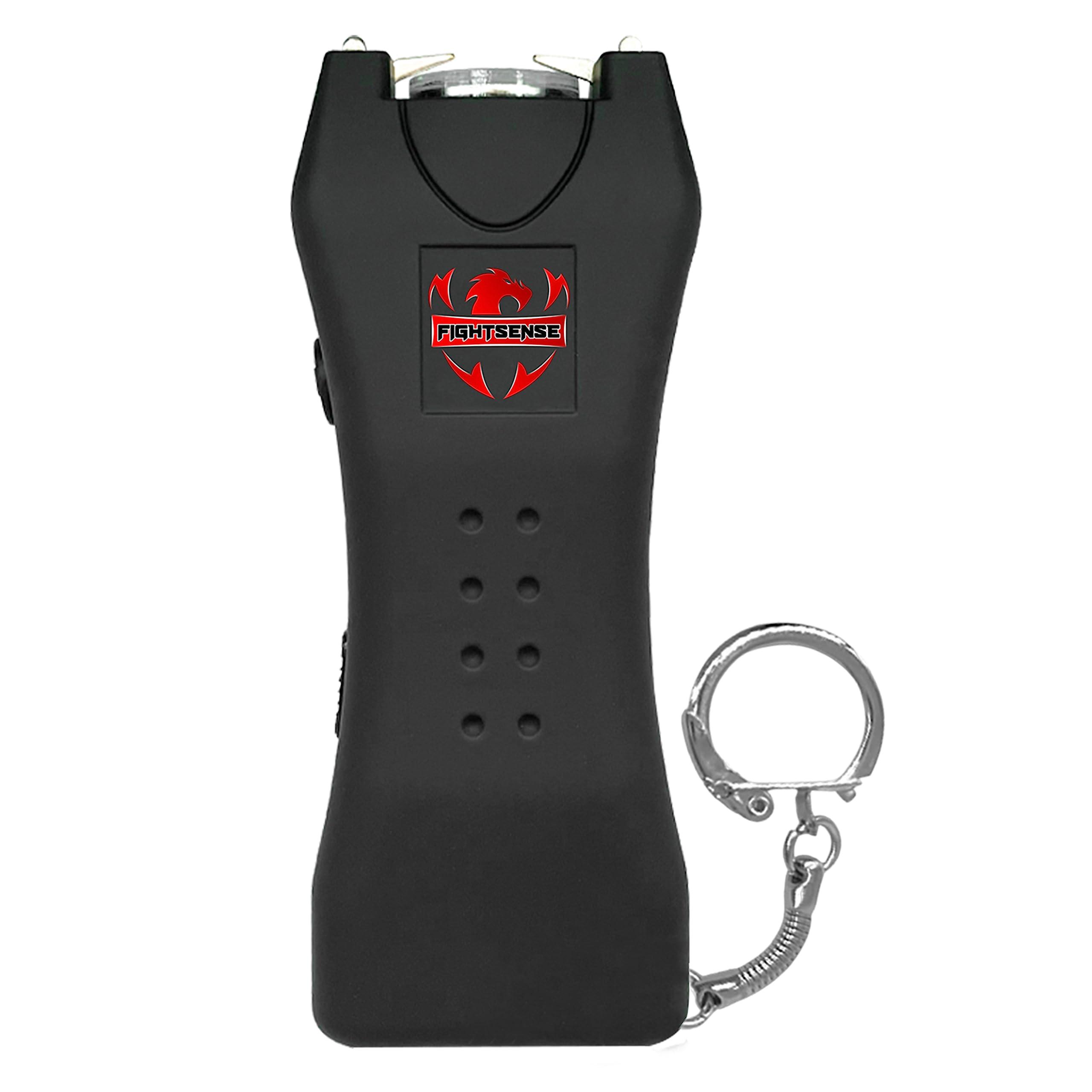 FIGHTSENSE Super Heavy Duty Keychain Stun Gun with Flashlight for Men and Women self Defense Device, Rechargeable Stun Gun, Nylon Holsters