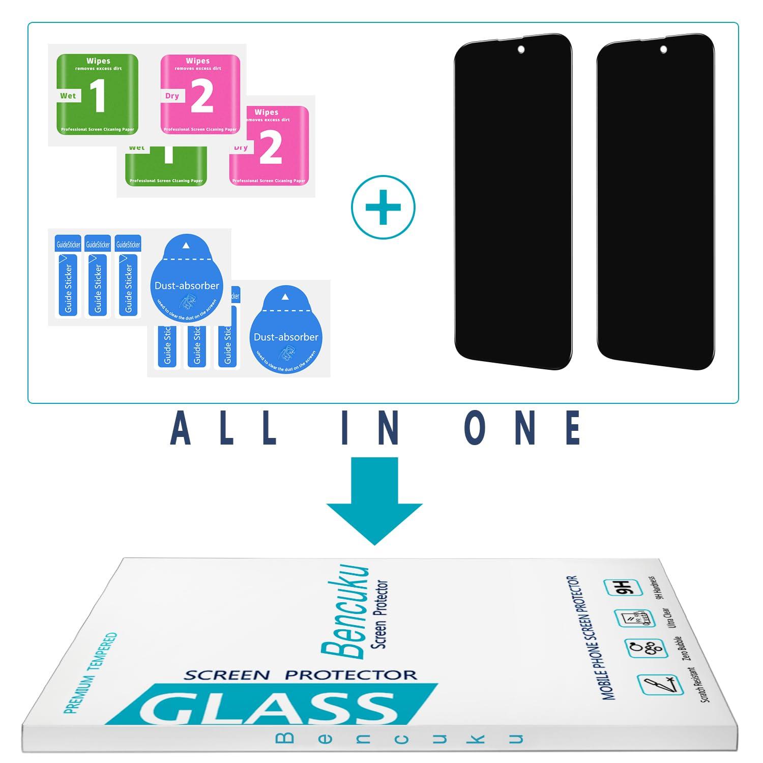 Bencuku (2 Pack) Privacy Screen Protector for iPhone 15 Pro 6.1 Inch Anti Spy Private Tempered Glass, Anti Scratch, Bubble Free - Image 7
