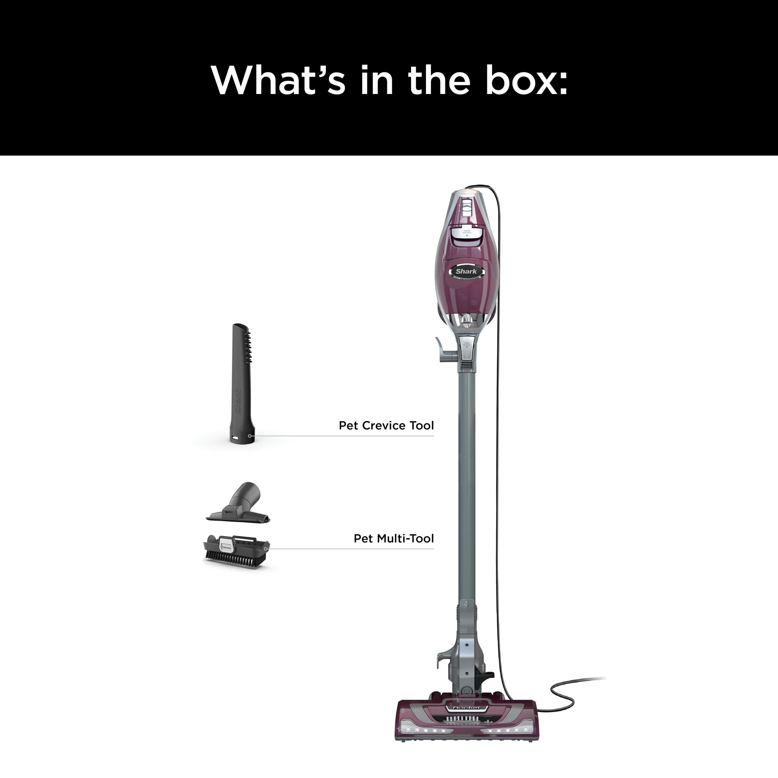 Shark HV322 Rocket Deluxe Pro Corded Stick Vacuum with LED Headlights, XL Dust Cup, Lightweight, Perfect for Pet Hair Pickup, Converts to a Hand Vacuum, with Pet Attachments, Bordeaux/Silver - Image 8