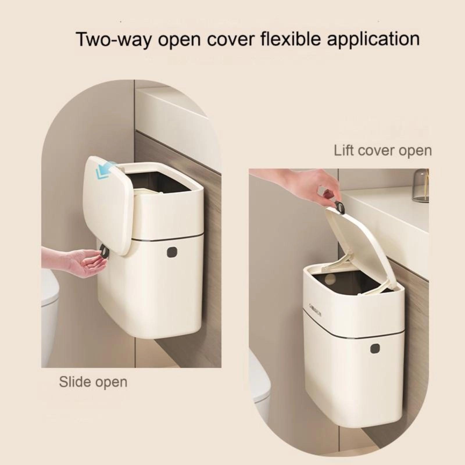 ZOHCAJBO Hanging Small Trash Can with Lid for Cabinets/Bathrooms/Bedrooms/Offices/Camping (Big) - Image 2