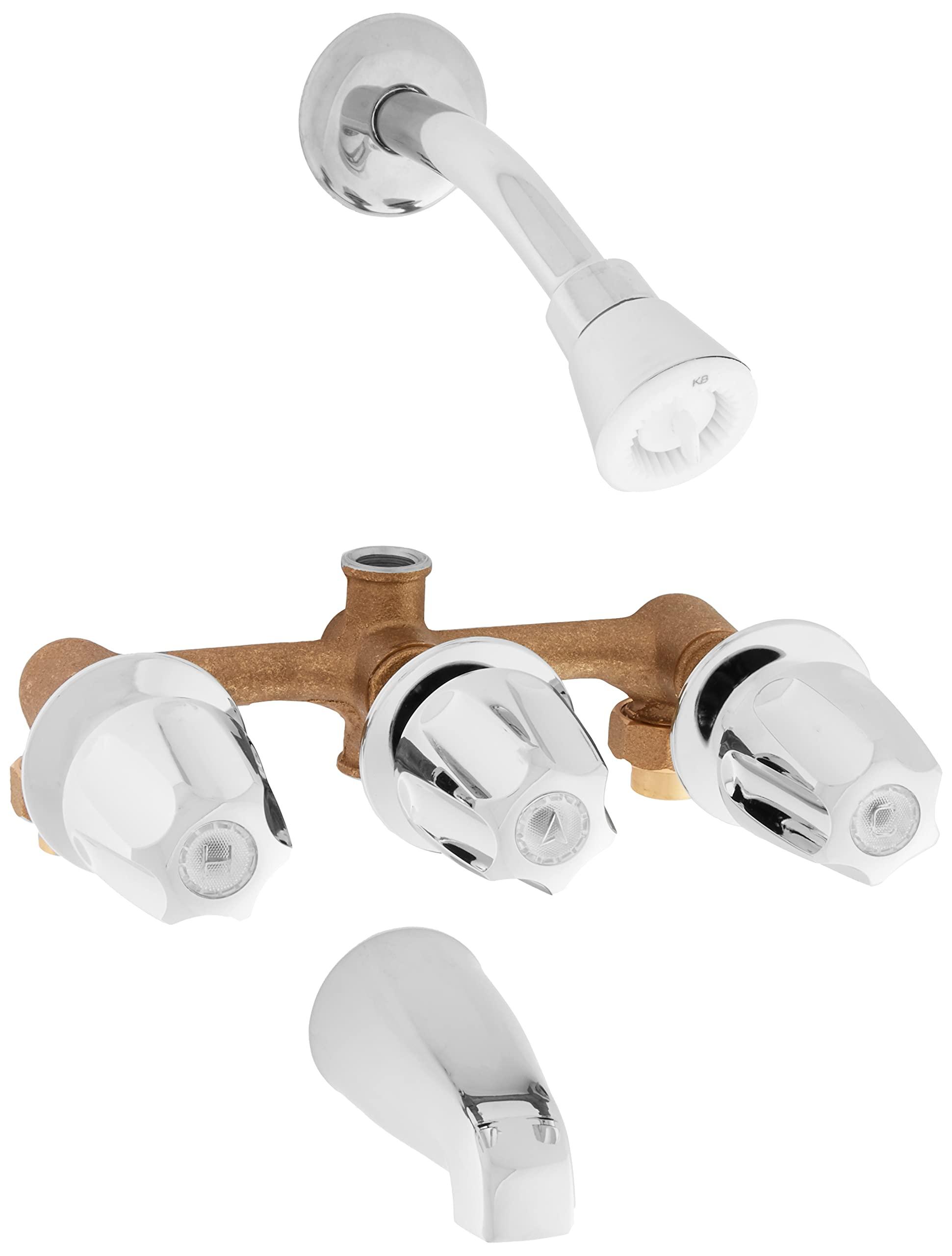 Kingston Brass Elements of Design EF110 Saloon 3-Handle Tub & Shower Faucet, 5", Polished Chrome - Image 1