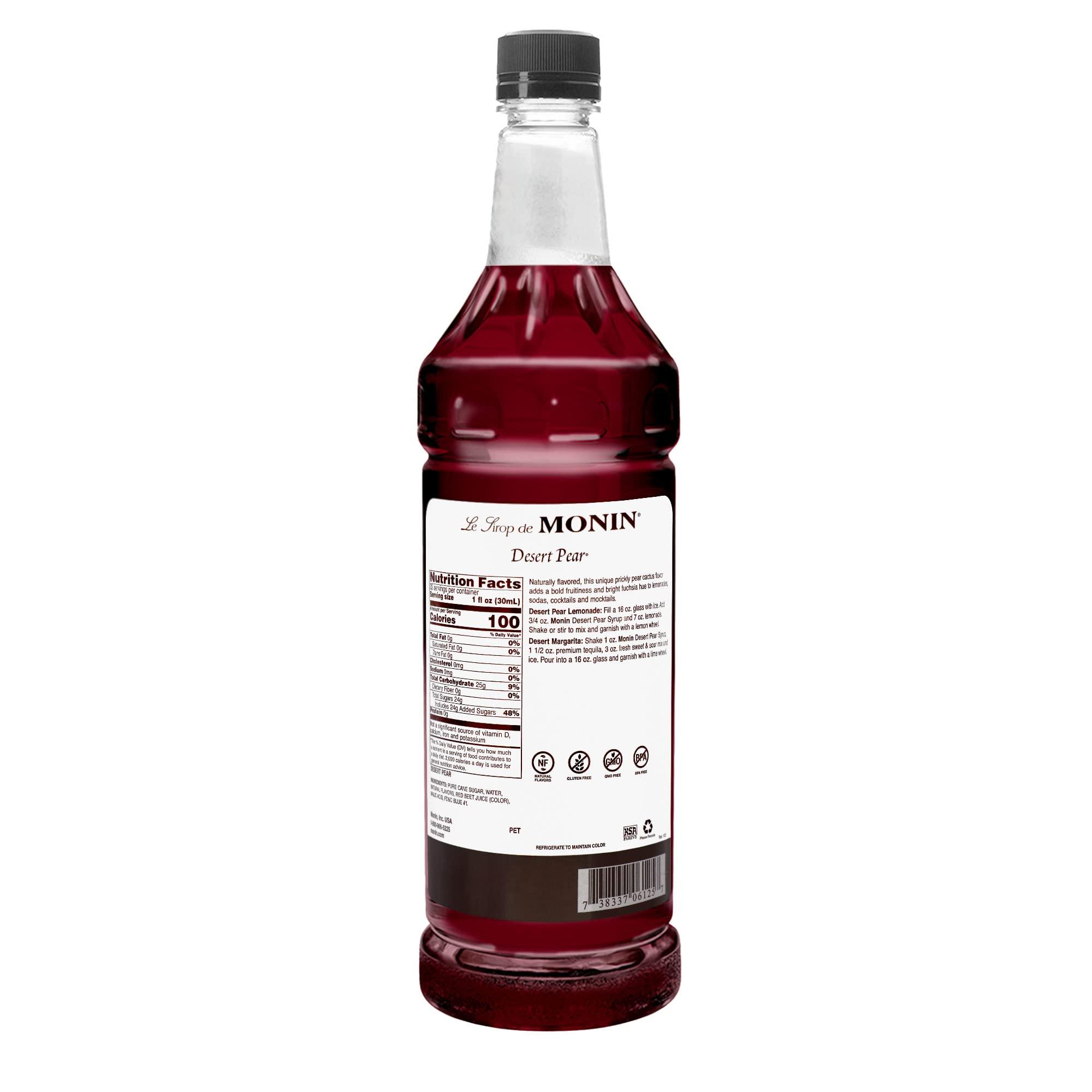 Monin - Desert Pear Syrup, Bold Flavor of Prickly Pear Cactus, Natural Flavors, Great for Iced Teas, Lemonades, Cocktails, Mocktails, and Sodas, Non-GMO, Gluten-Free (1 Liter) - Image 3