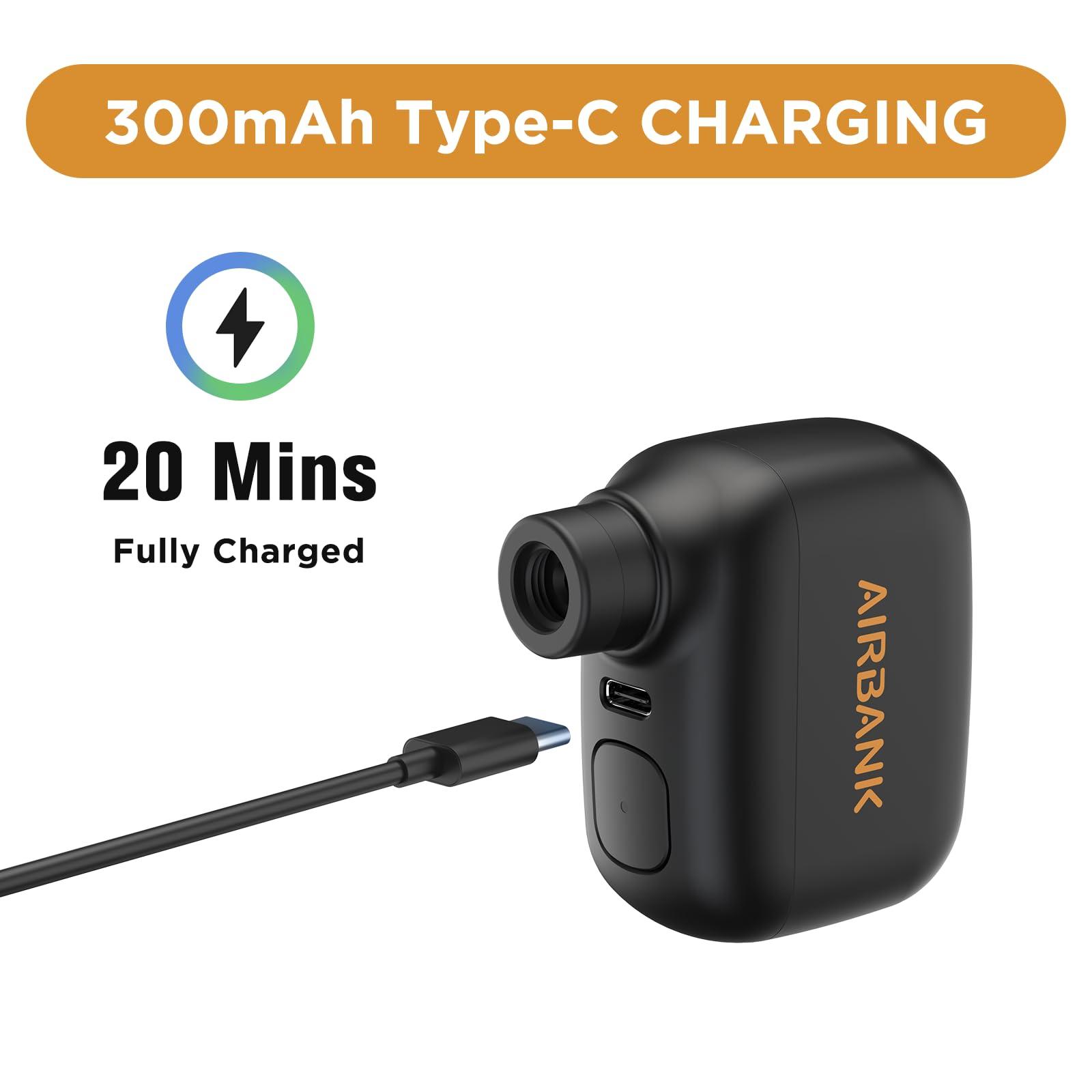 AIRBANK Mini Bike Pump POCKET SE, 100 PSI Electric Bicycle Air Pump for Road Bikes, Portable Bicycle Pump, Bicycle Tire Inflator for Schrader and Presta Valve with Rechargeable Battery - Image 5