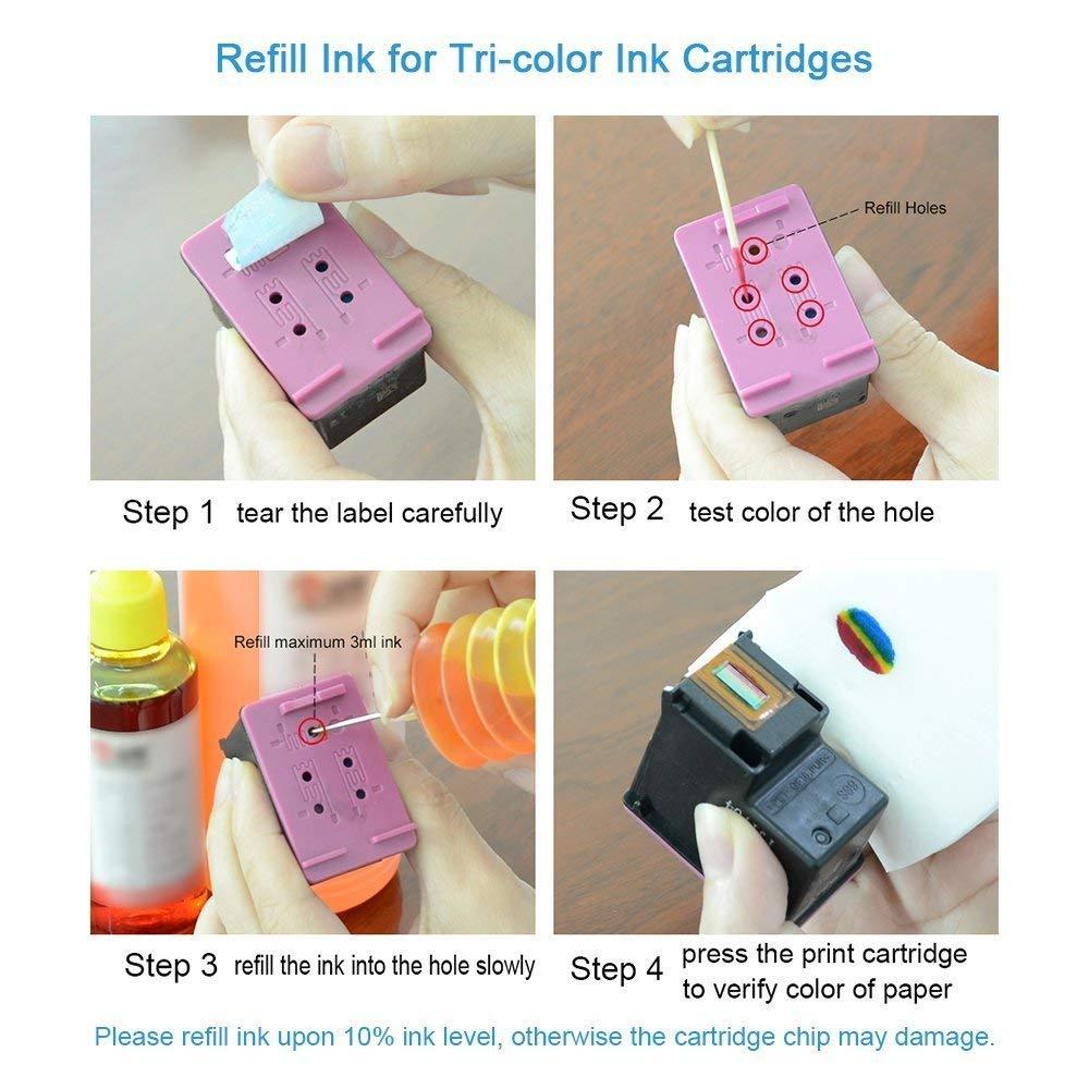 Aomya Universal Dye Ink Refill Kit for HP Canon EPN Brother Lexmark Refill kit Compatible Cartridges Refillable Cartridge CISS CIS System 4 Color Set (3BK, C, M, Y) - Image 7