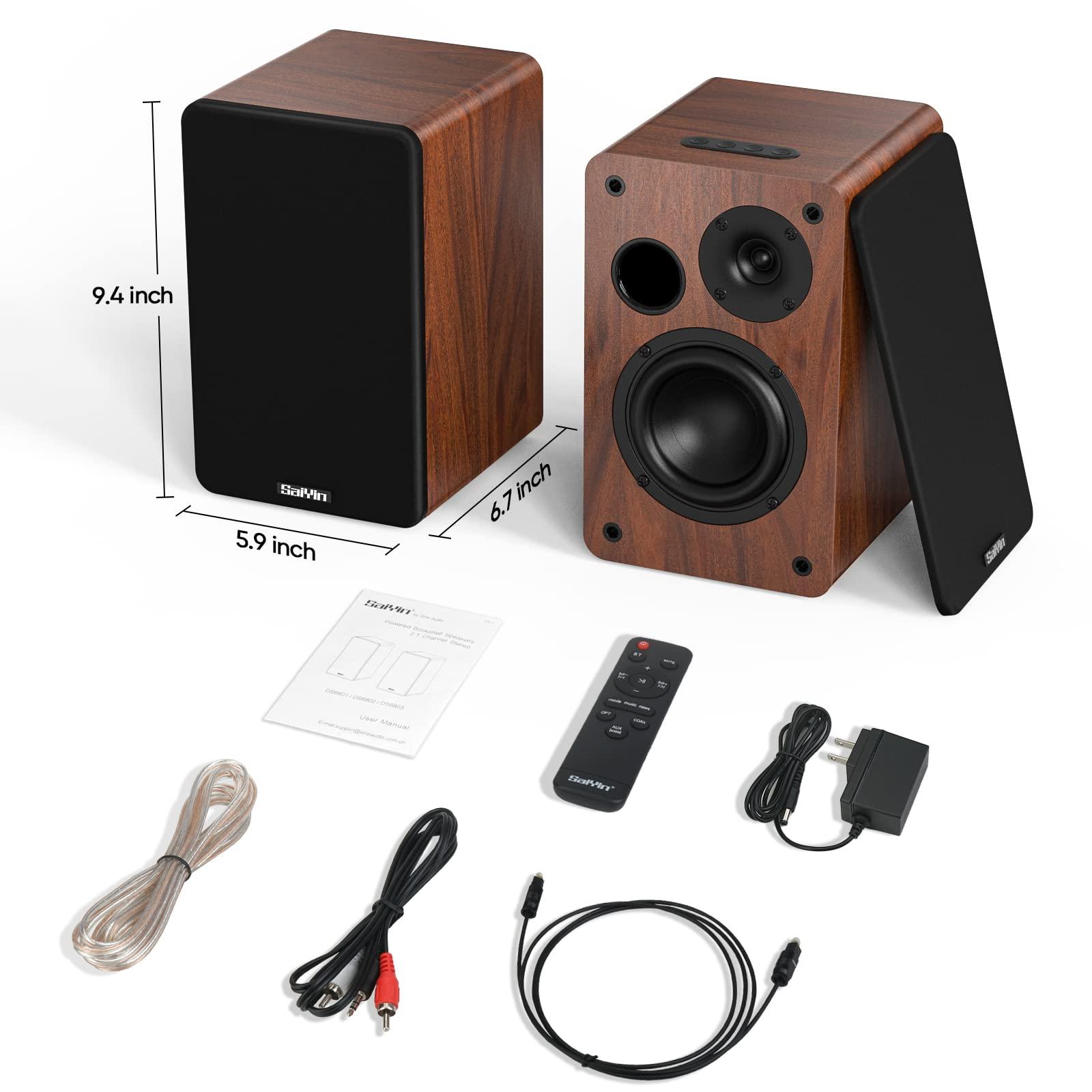 Saiyin Bluetooth Bookshelf Speakers, 40W X 2 Powered TV Speakers with 4 Inch Woofer, Turntable Speakers with Optical/AUX Input/Subwoofer Line Out for PC and TVs - Image 7