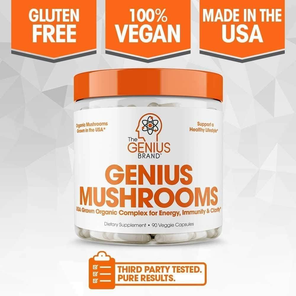 Genius Mushroom Supplement - Full-Spectrum Lion’s Mane, Cordyceps, Reishi -Daily Brain Nootropic for Energy, Focus, Memory & Overall Wellness - 90 Capsules – Organic for Mental Clarity & Performance - Image 9