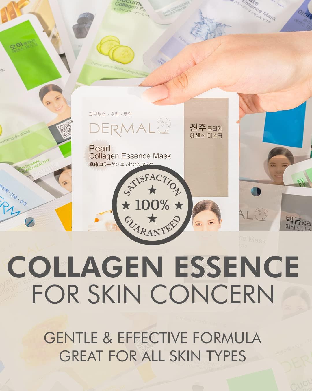 DERMAL 39 Combo Pack A Collagen Essence Korean Face Mask - Hydrating & Soothing Facial Mask with Panthenol - Hypoallergenic Self Care Sheet Mask for All Skin Types - Natural Home Spa Treatment Masks - Image 3