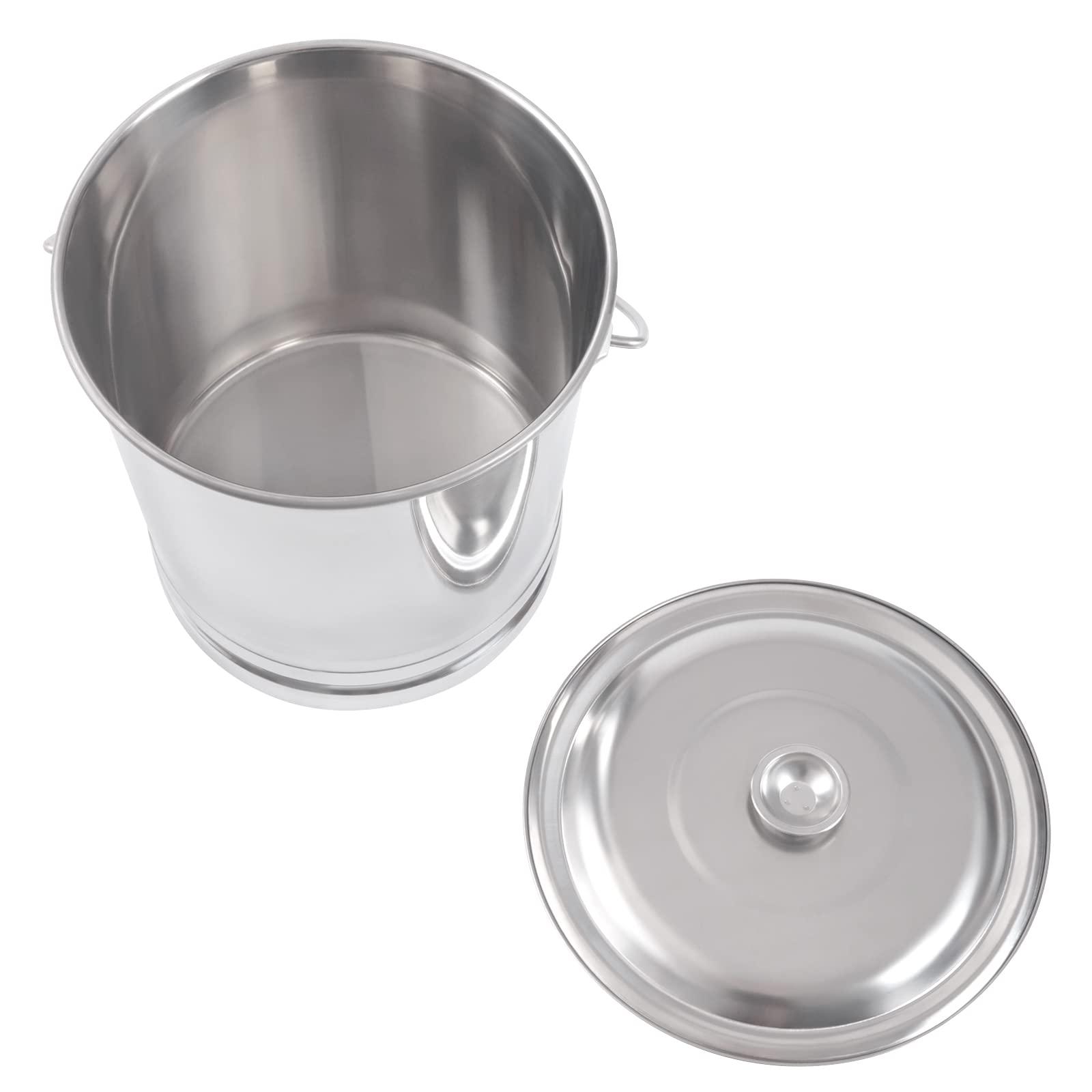 8L/8.5 Qt Stainless Steel Bucket Milk Metal Pail Compost Bucket with Lid & Handle, Kitchen Compost Bin Scrap Food Waste Scrap Slop Storage Buckets Container Garbage Pail, Open Lip Edge - Image 5