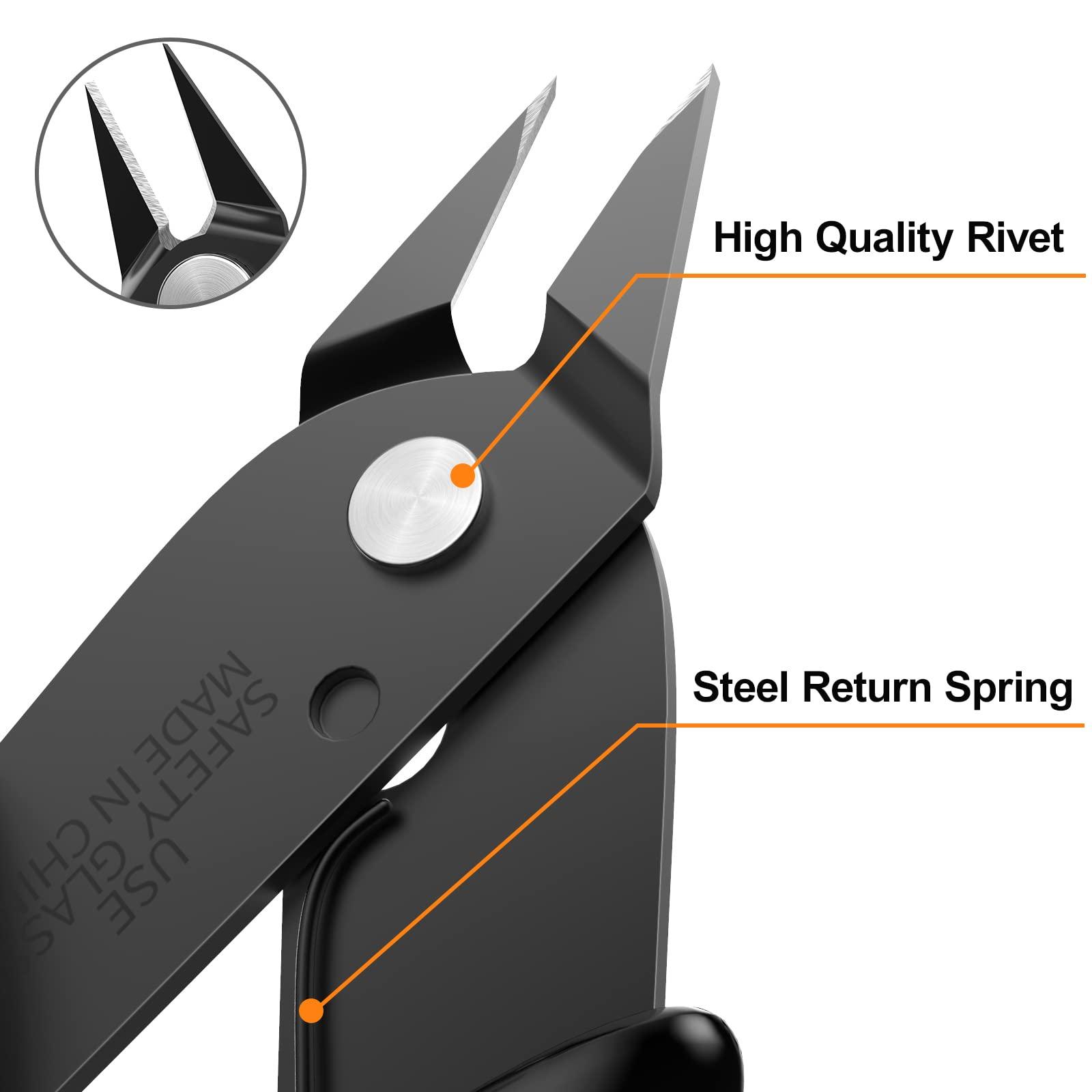 BOENFU BF-170 Micro Wire Cutter Jewelry Wire Cutters Zip Tie Cutters 2-Pack Flush Cut Nippers Precision Small Side Cutting Pliers for 3d Print, Plastic Models, Jewelry, Electronics, Black, 5 Inches - Image 4