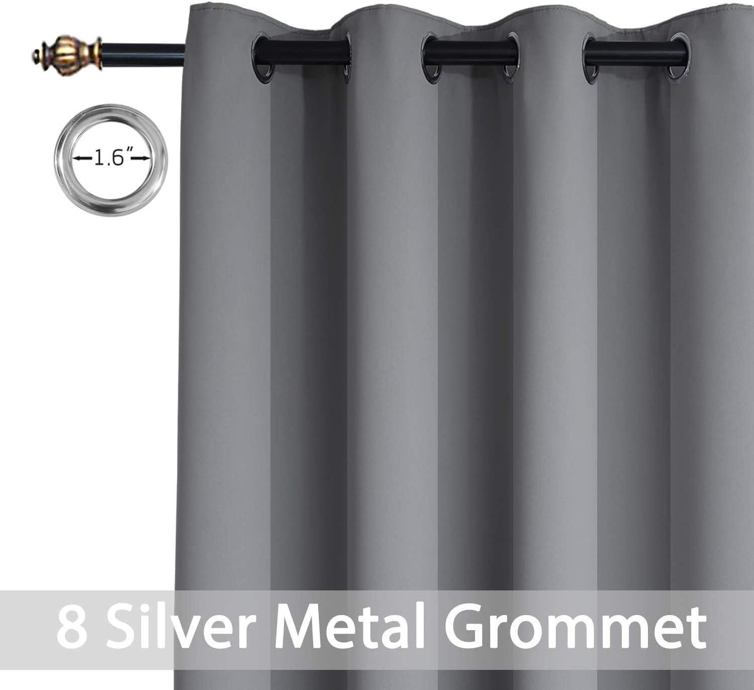 Yakamok Room Darkening Gray Blackout Curtains, Light Blocking Thermal Insulated Grommet Drapes for Bedroom Living Room, 52W x 84L, Grey Curtains, 2 Panels, 2 Tie Backs Included - Image 6