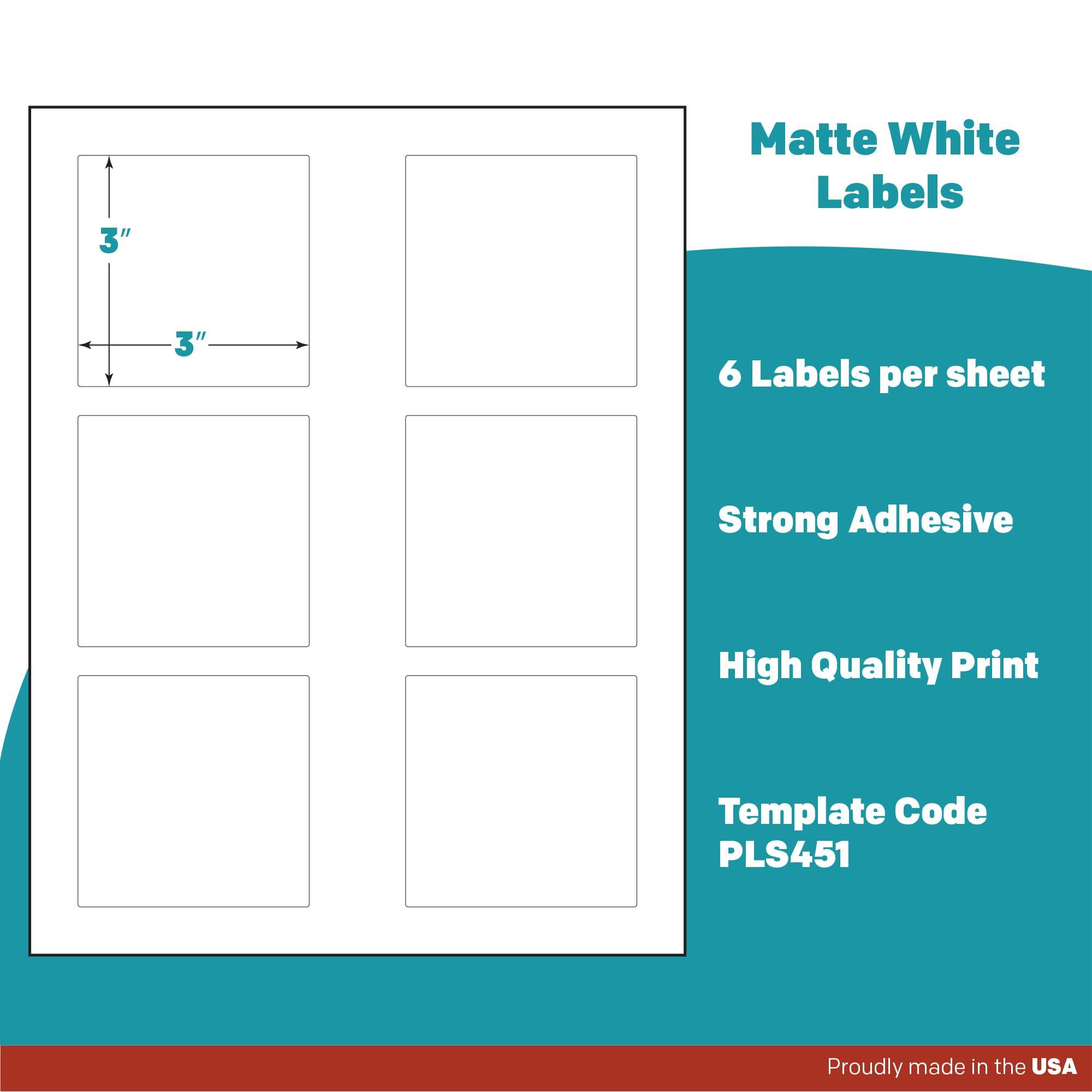Premium Label Supply White Sticker Square Labels – 3" x 3" – Laser/Inkjet Compatible – (6 per Sheet), 100 Sheets – 600 Total Adhesive Labels - Image 5
