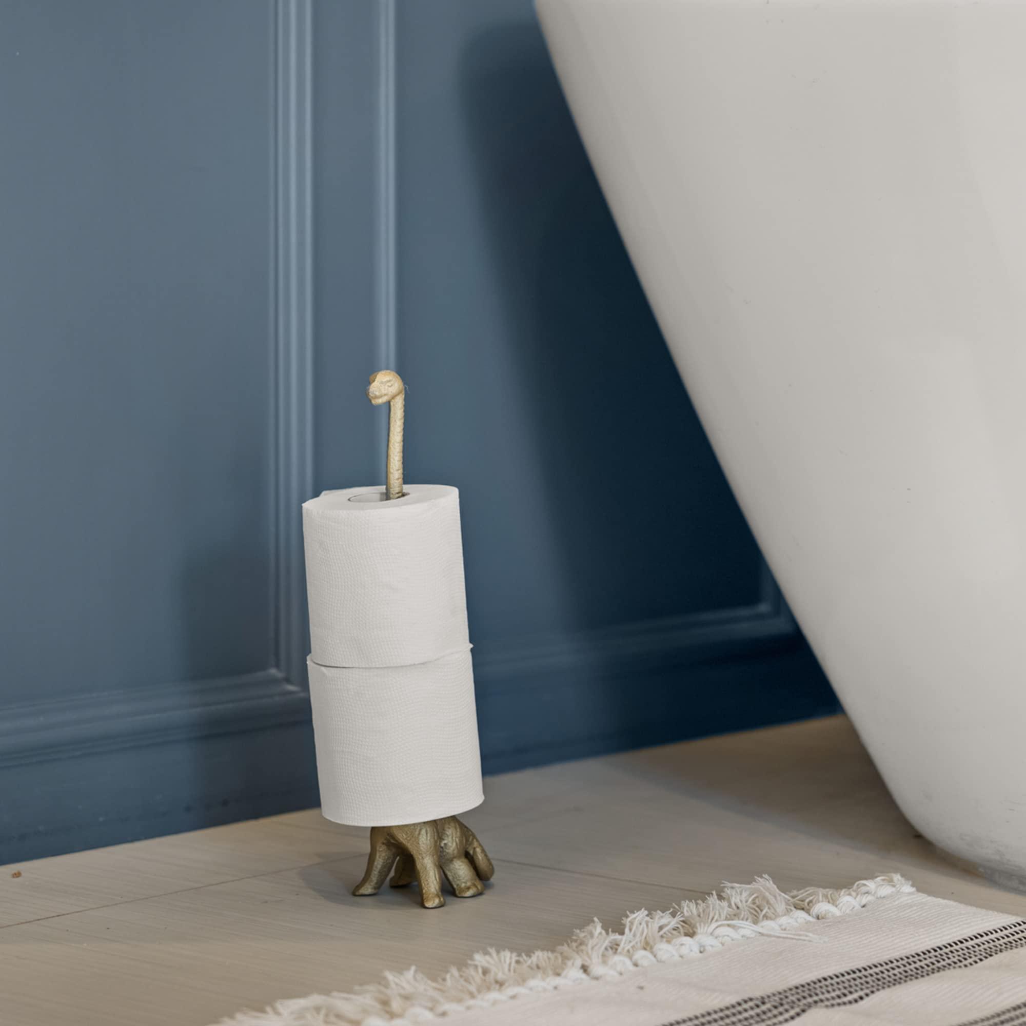 WallCharmers Gold Paper Towel Holder, Metal Toilet or Kitchen Paper Holder for Floor or Countertop, Gold Dino - Image 8