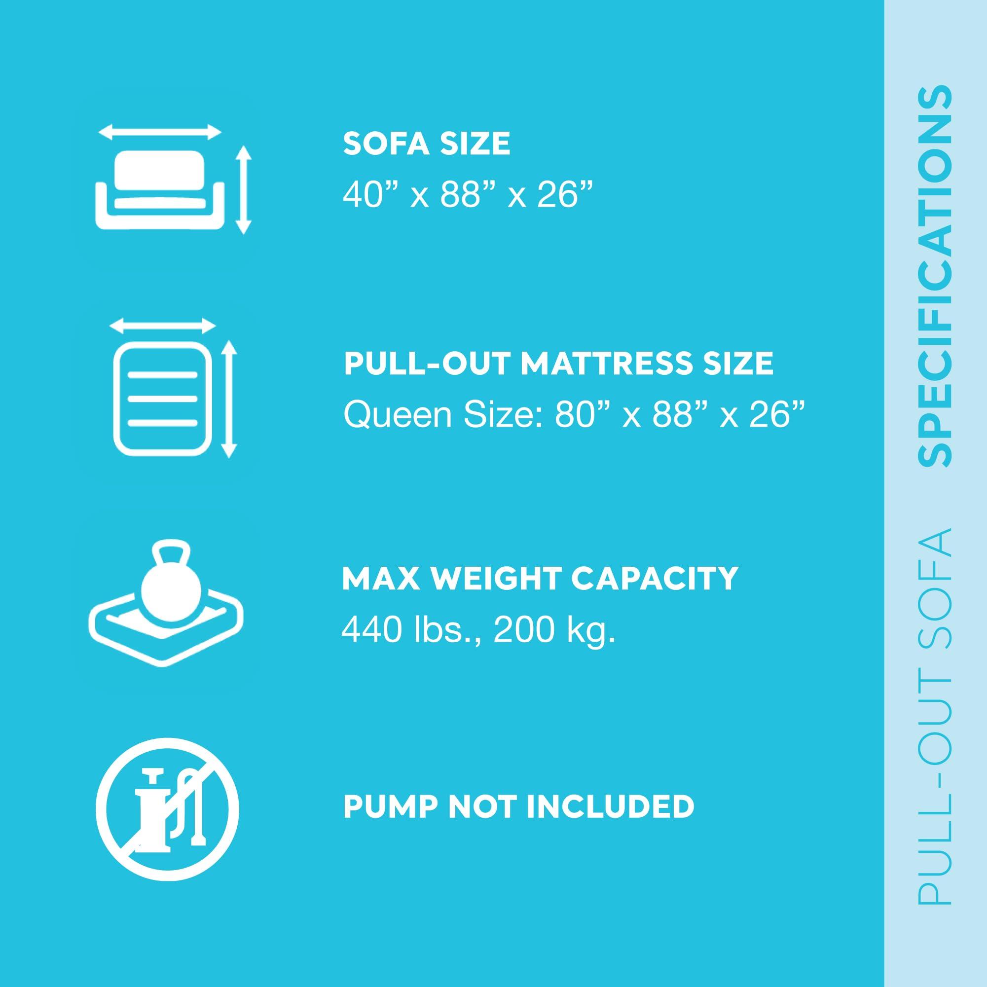 Intex Inflatable Pull-Out Sofa: Velvety Surface, 2-in-1 Valve, Cupholder, 46" x 88" x 26" - Blow-Up Couch and Folding Queen Size Air Mattress Bed - Image 3