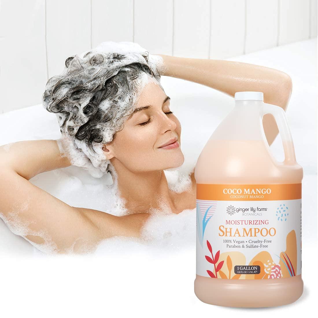 Ginger Lily Farms Botanicals Moisturizing Shampoo for All Hair Types, Coco Mango, 100% Vegan & Cruelty-Free, Coconut Mango Scent, 1 Gallon (128 fl oz) Refill - Image 6