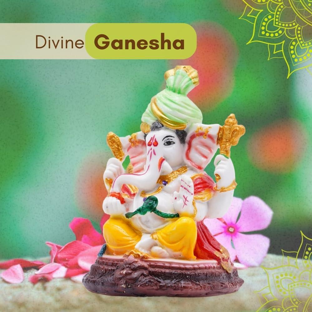 Vedic Charya Lord Ganesha Idol Statue – 6" Handmade Polyresin Ganesh Murti – Hindu Elephant God Figurine for Home, Office, Pooja Room Decor & Gift – Ganpati Buddha Sculpture Puja Decoration - Image 6