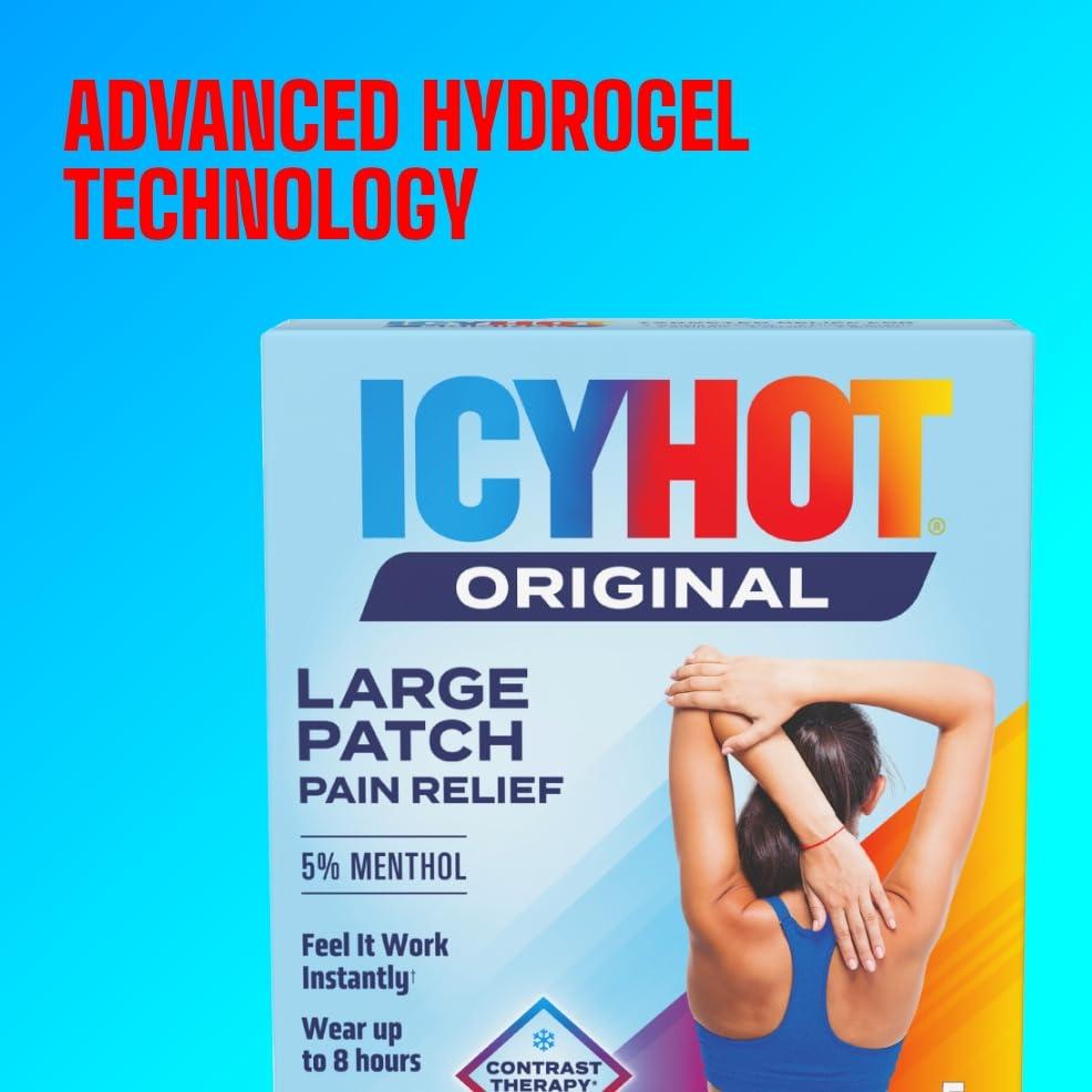 Icy Hot Medicated Patch Extra Strength Pain Relief Patch for Back or Large Area, 5 Count - Image 8