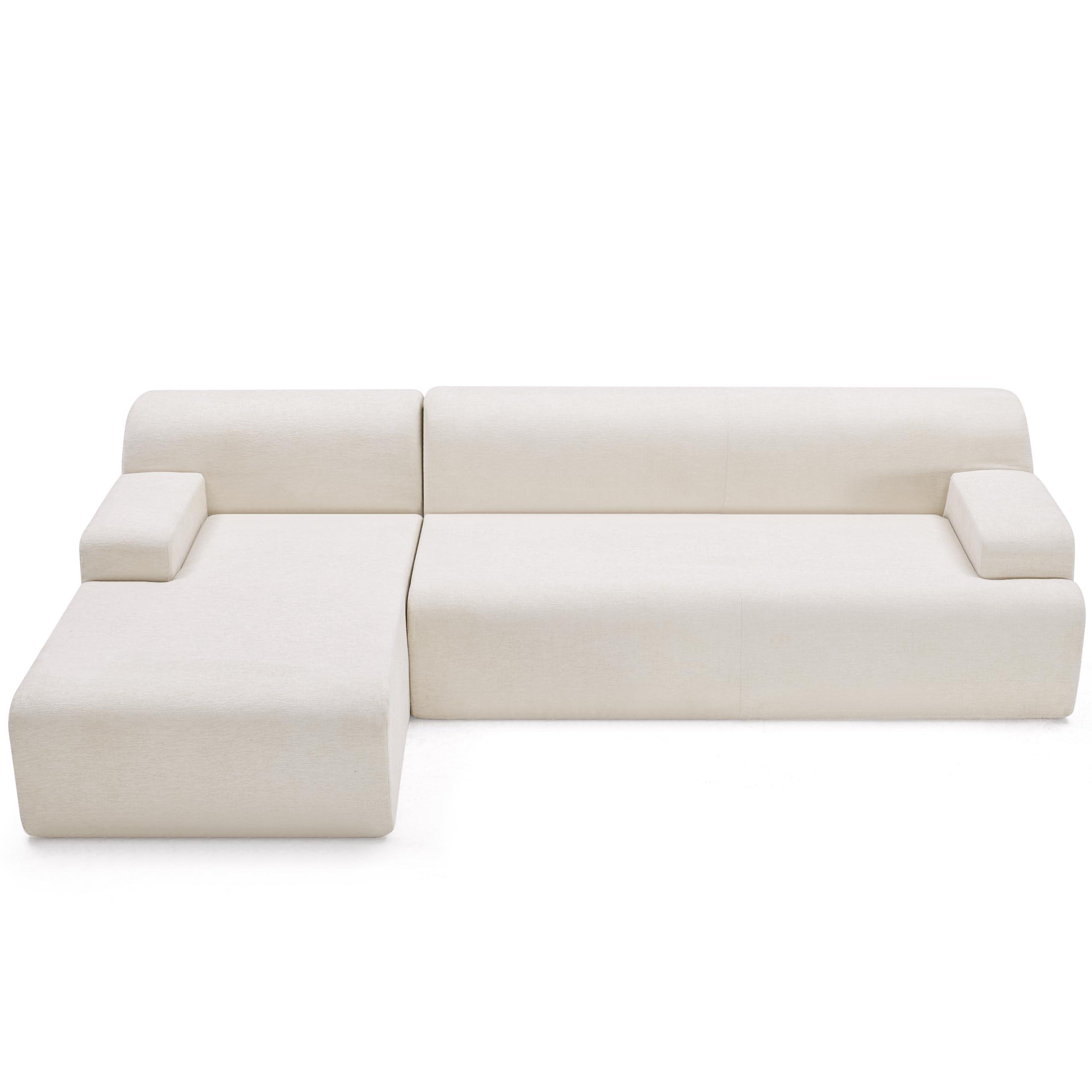 Huatean Home 107" Modular Sectional Sofa, Sponge Sofa for Living Room, High Density Sponges Cloud Couch,Modular L-Shape Sofa Couch with Chaise, (Beige) - Image 7