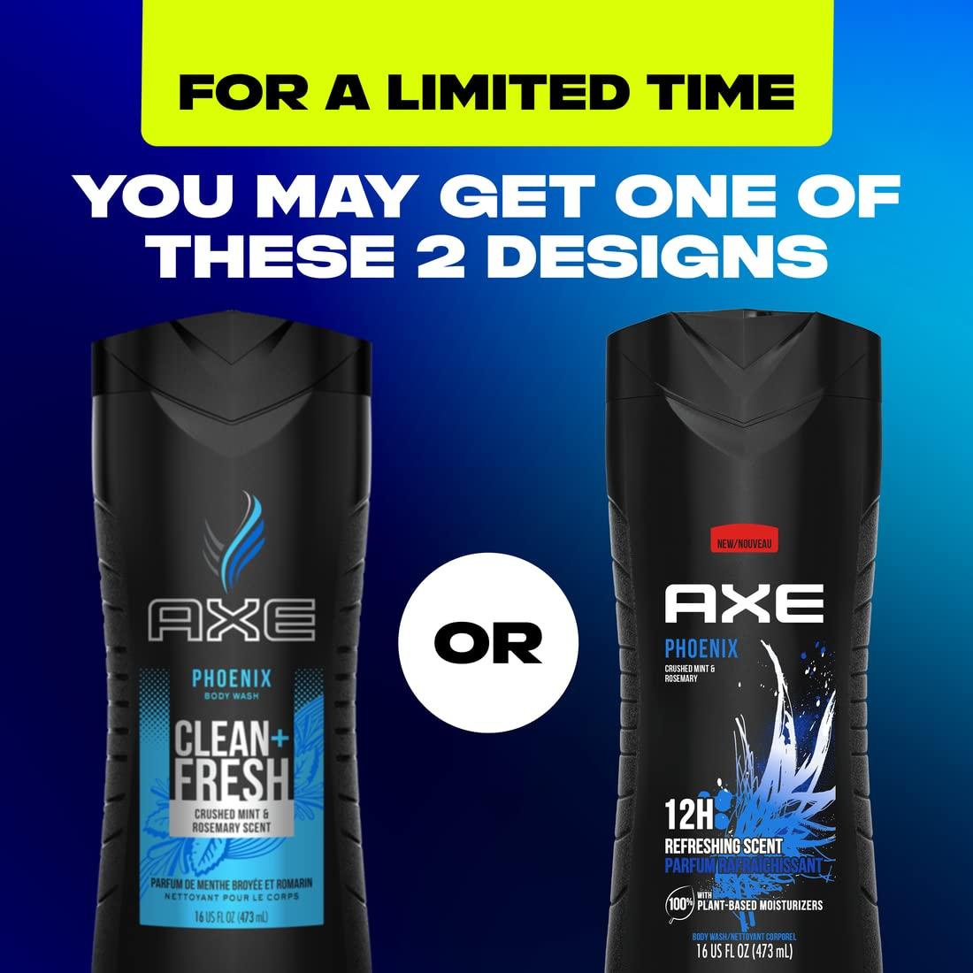 AXE Body Wash Phoenix 4 Count 12h Refreshing Scent Crushed Mint & Rosemary Men's Body Wash with 100% Plant-Based Moisturizers 16 oz - Image 2