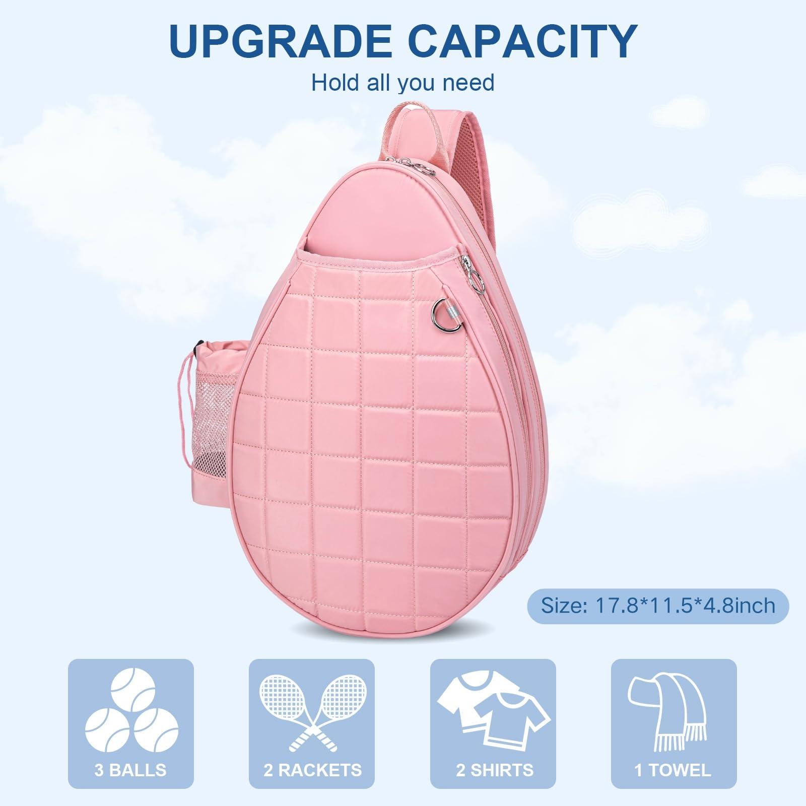 KAVIGOR Tennis Bag, Quilted Tennis Backpack Holds 2 Rackets, Waterproof Crossbody Sling Pickleball Bags for Women, Men and Youth - Image 6