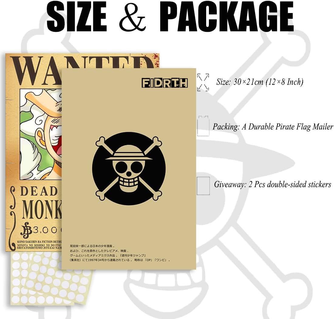 FIDRTH 25PCS Anime [OP] Wanted Posters 30×21cm, New Bounty Edition, Straw Hat Pirates Crew Nika Luffy 3 Billion, Zoro, Sanji, [OP] Anime Gifts(Retro) - Image 3