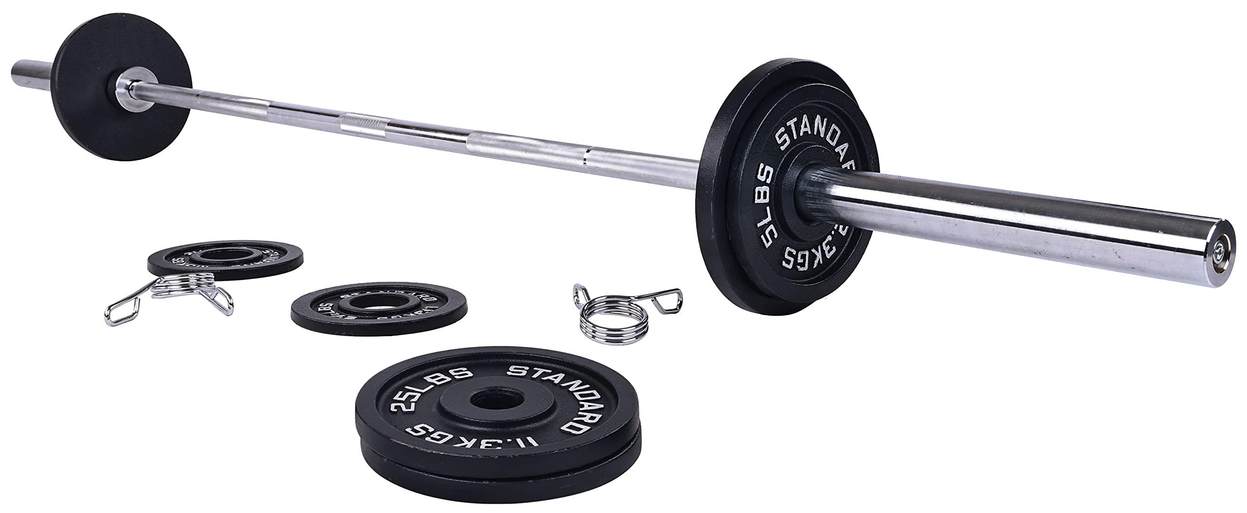 Signature Fitness Cast Iron Olympic 2-Inch Weight Plates Including 7FT Olympic Barbell, 130-Pound, 300-Pound or 325-Pound Set, Multiple Packages - Image 4