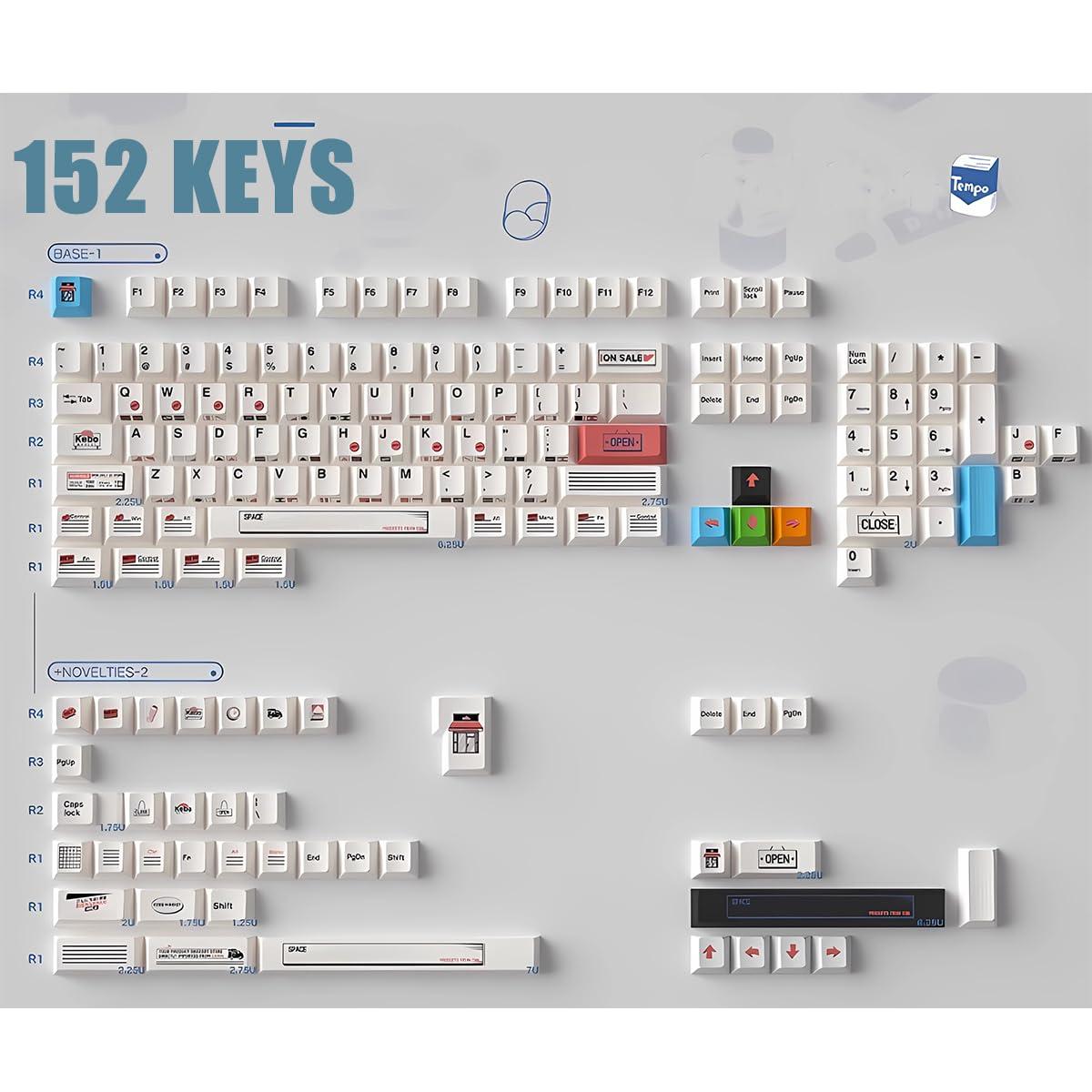 Sumgsn 152 Keys White PBT Keycap, Cherry Profile Keycaps, Cute Keycaps, Custom Keycap Set for Mechanical Keyboard 60% 75% 100% - Image 7