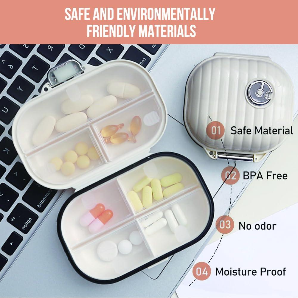 SCDZCAR Portable Daily Pill Box Organizer Case Medicine Travel Storage Dispenser Case Health & Household Pill Organizers Compact Pill Box and Pill Holder for Pocket Purse (White, Big) - Image 4