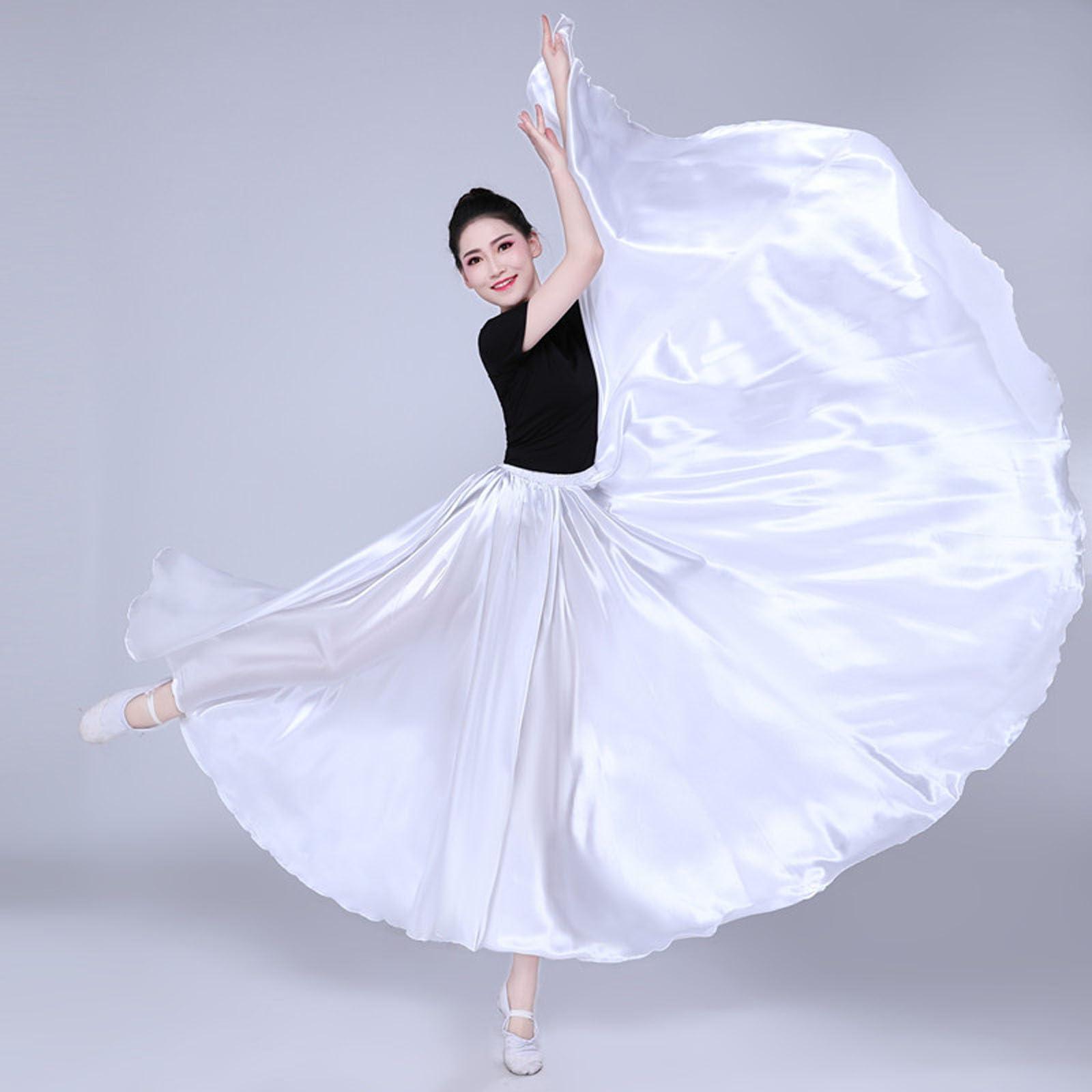 Women Satin Full Circle Ankle Length Swing Long Skirt Belly Dance Costume for Stage Performance - Image 3