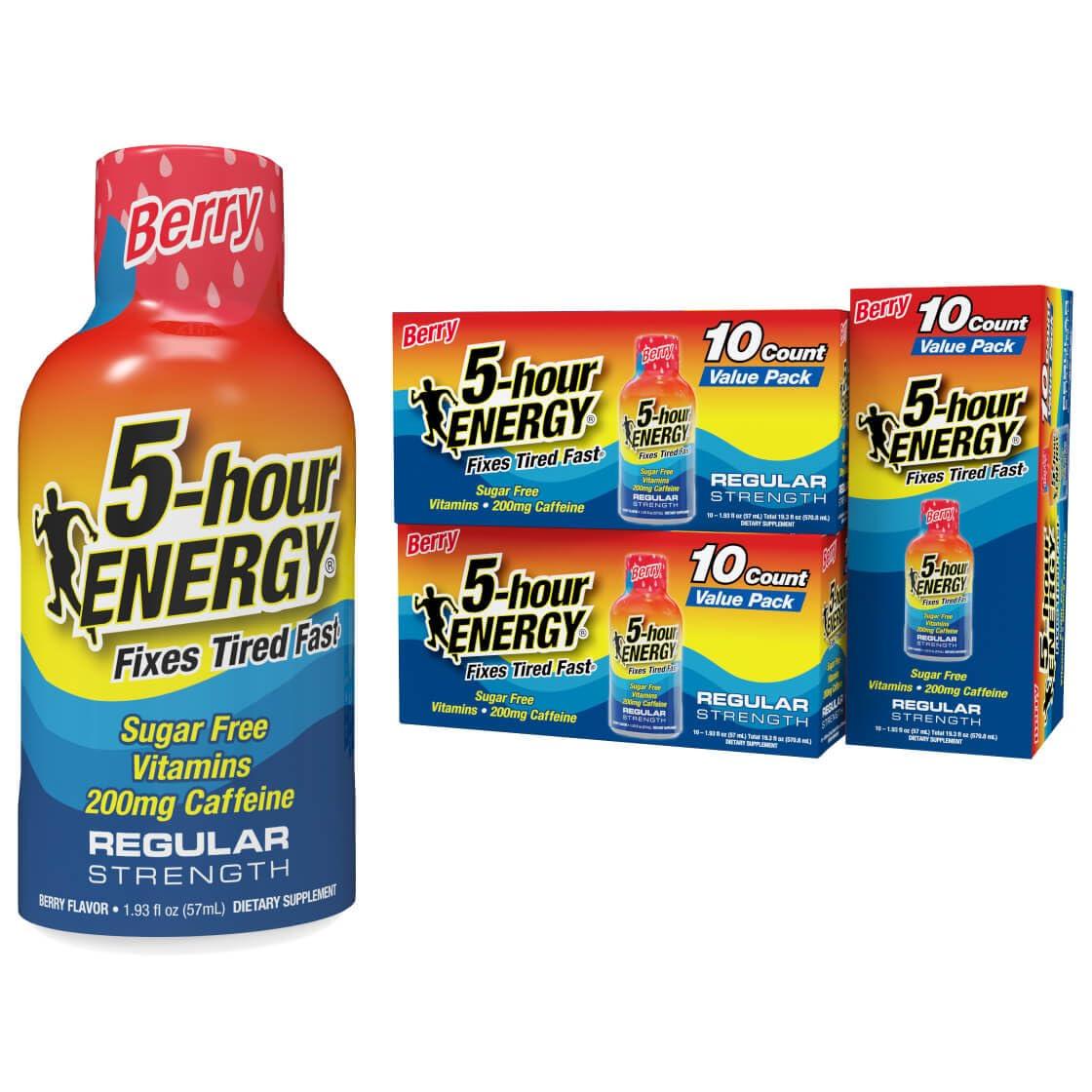 5-hour ENERGY Shots Regular Strength, Berry Flavor - 30 Count
