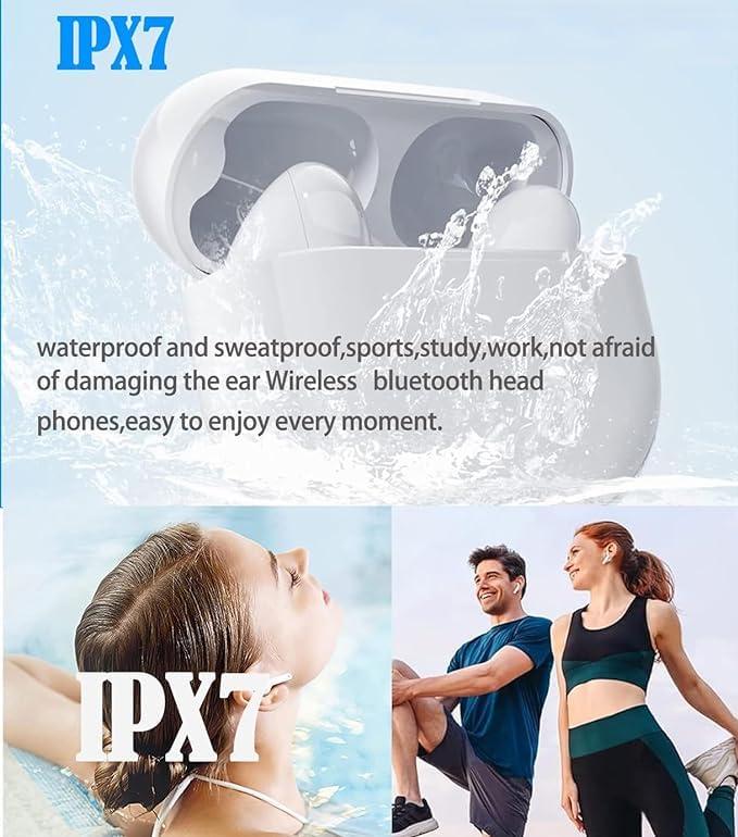 EOQIFJM True Wireless Earbuds Bluetooth 5.3 Mic Noise Cancelling IPX7 Waterproof Hi-Fi Stereo Sound Long Battery 40H Playtime Auto Pairing for iPhone Headphones pro,White - Image 5