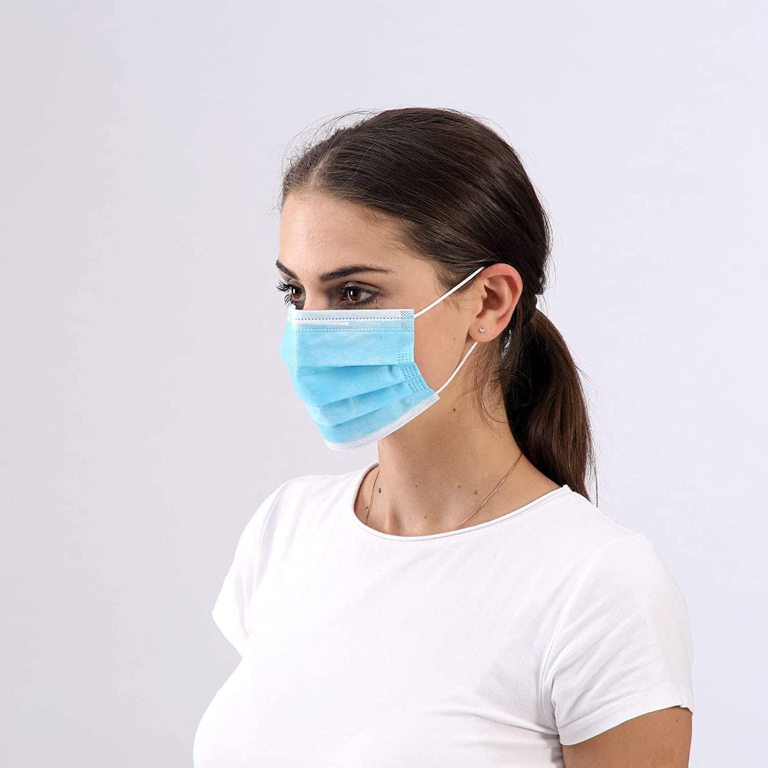 Bitybean 2000 Blue Disposable Face Masks 2,000 Protective 3-Ply Breathable Comfortable Nose/Mouth Coverings for Home & Office | Elastic Ear Loop 3-Layer Safety Shield for Adults/Kids. On the go - Image 4