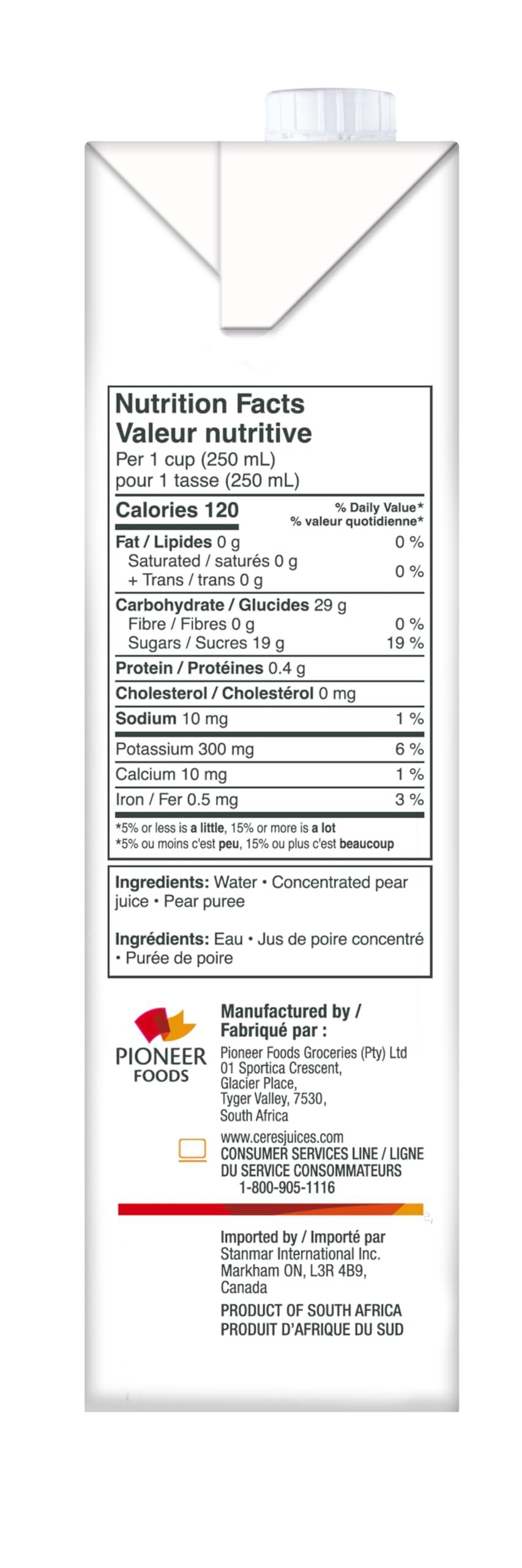 Ceres 100% All Natural Pure Fruit Juice Blend, Pear - Gluten Free, Rich in Vitamin C, No Added Sugar or Preservatives, Cholesterol Free - 33.8 FL OZ (Pack of 1) - Image 2