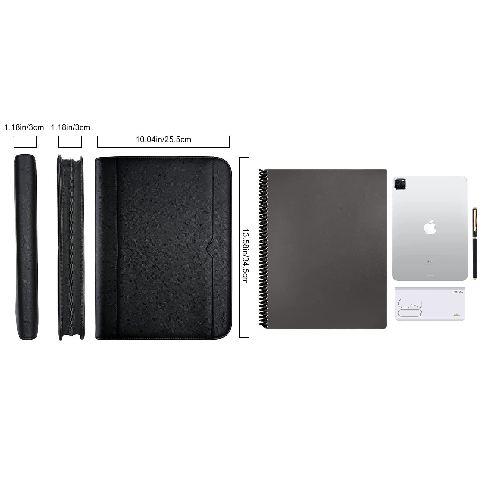 ProCase Portfolio Business Padfolio Folder with Zipper, Conference Meeting Executive File Legal Document Organizer with Pockets Letter Size A4 Writing Pad Notepad Padfolio for Father's Day Gift -Black - Image 6