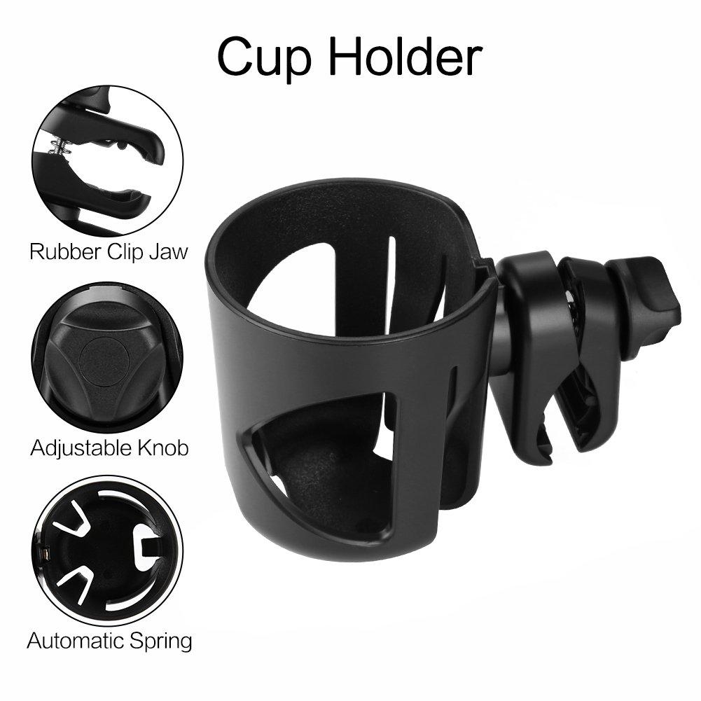 Accmor Stroller Cup Holder, Universal Cup Holder, 360° Rotatable Large Caliber Designed Bottle Cage for Bike, Stroller, Wheelchair, Walker, Scooter, Black - Image 4