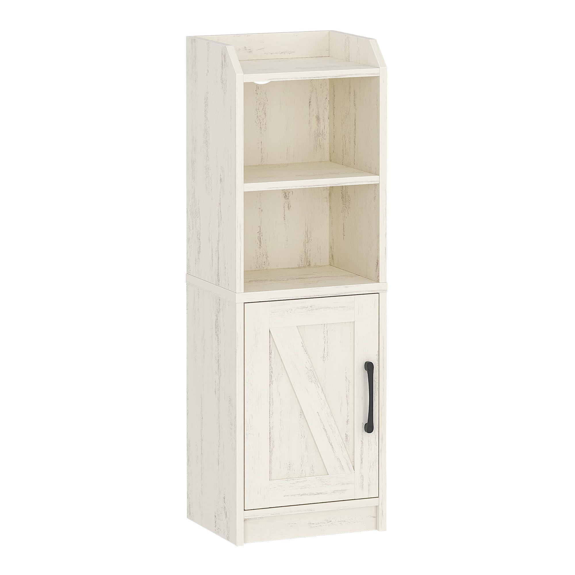 Hzuaneri Bathroom Storage Cabinet, Small Farmhouse Corner Floor Cabinet with Door and Shelves, Narrow Toilet Paper Holder Stand, Bathroom Organizer with Adjustable Shelf, for Small Spaces,Rustic White - Image 7