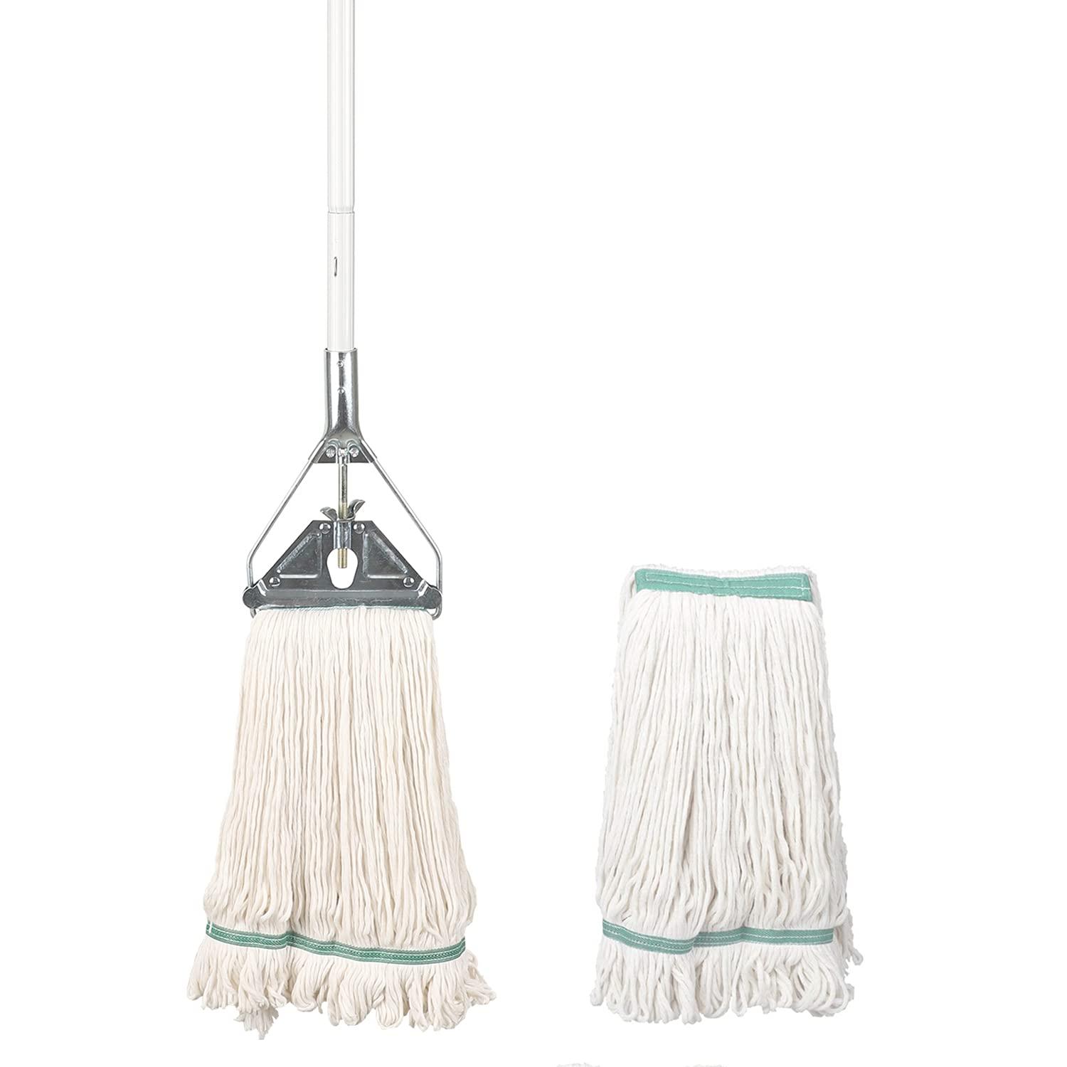 OFO Loop-End String Mop with Extra Head Replacement - Heavy Duty Commercial Industrial Grade Mop, 59Inch Handle for Floor Cleaning Home, Kitchen, Garage, Office and Wooden/Tile Floor