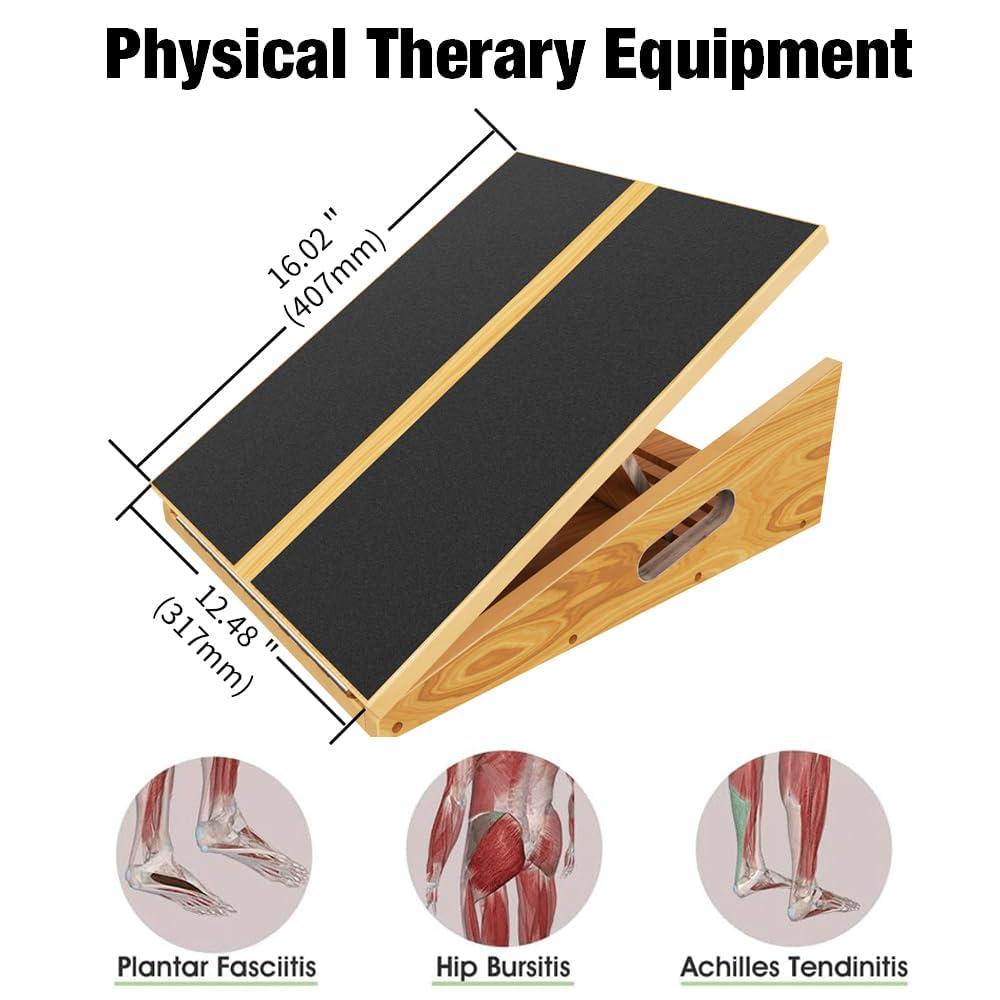 Professional Wooden Slant Board, Adjustable Incline Board and Calf Stretcher, Slant Board for Calf Stretching, Balance Stretch Board - Image 3