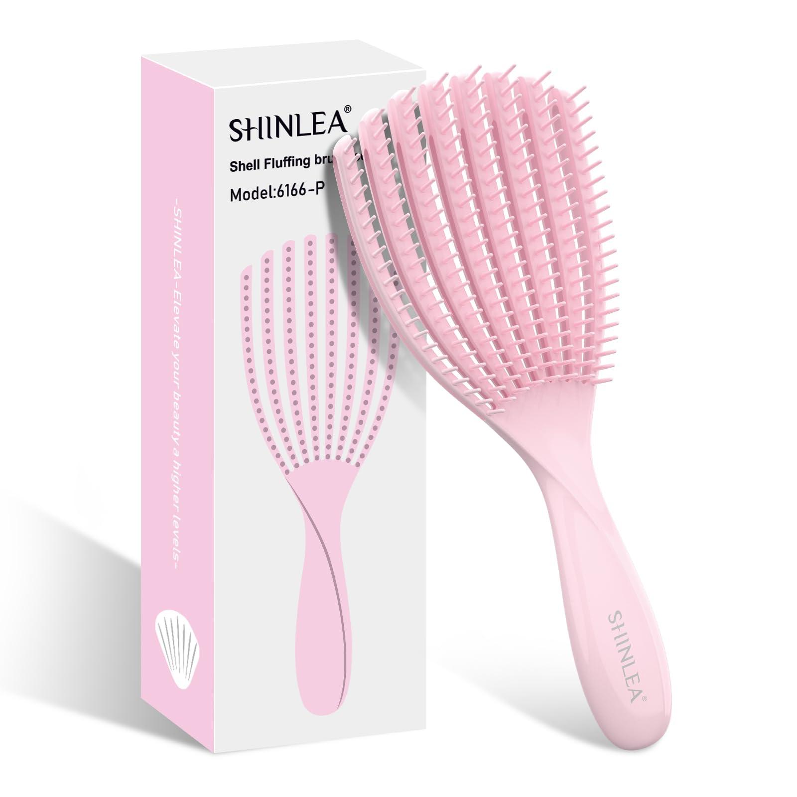SHINLEA Detangler Brush for Curly Hair, Hairbrush for Wet Dry Thick Thin, Easily Comb Through Curl Hair and Reduces Breakage, Curly Brush for Women Men Kid (Pink) - Image 1